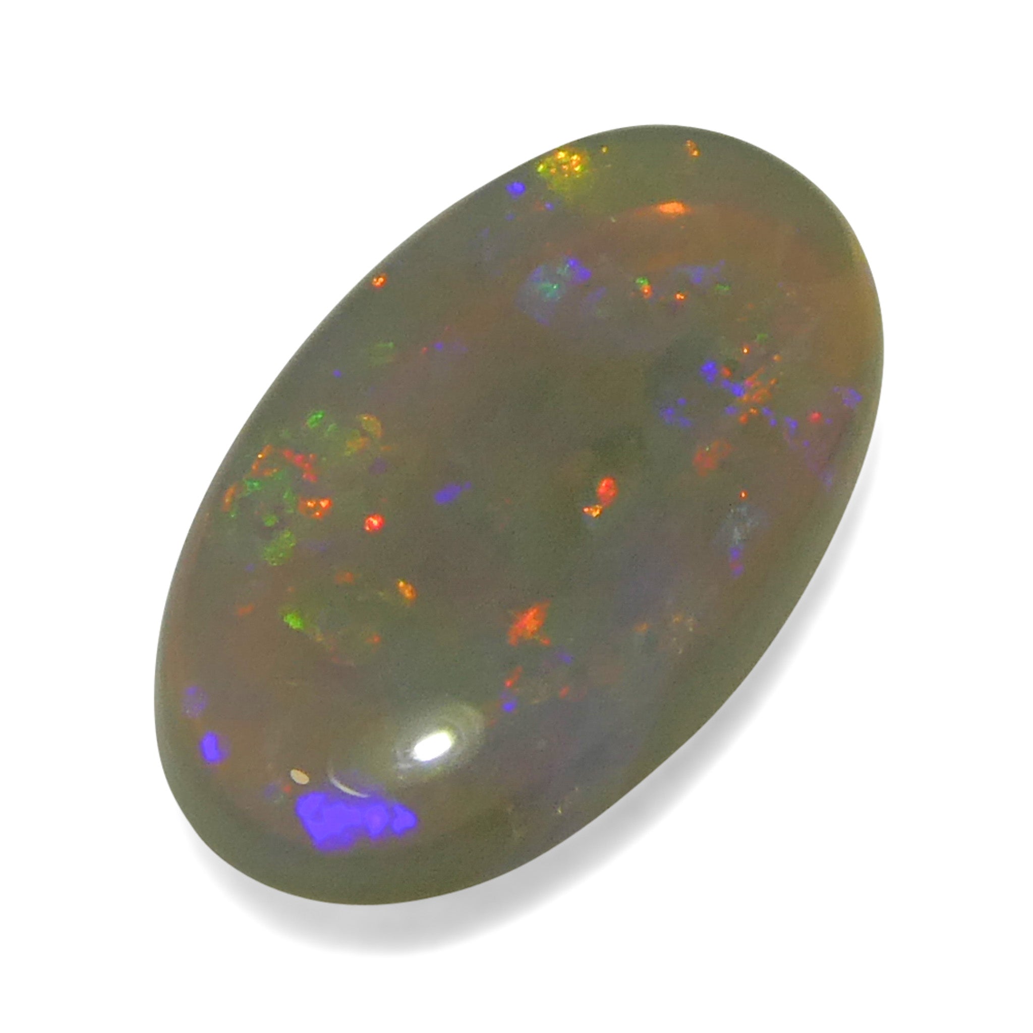 1.32ct White Oval Cabochon Opal from Australia with Play of Color, premium gemstone by SkyJems Canadian gem experts