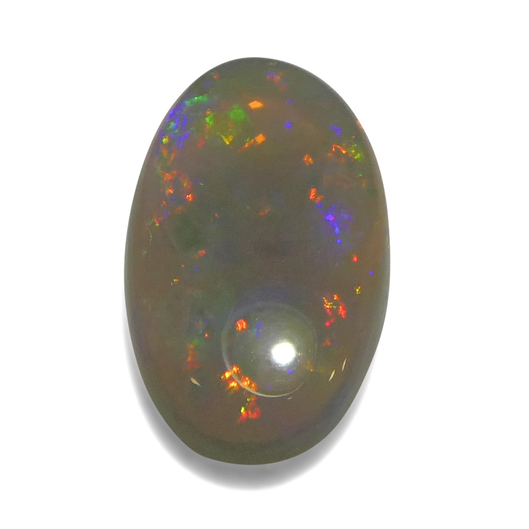 1.32ct White Oval Cabochon Opal from Australia with Play of Color, premium gemstone by SkyJems Canadian gem specialists