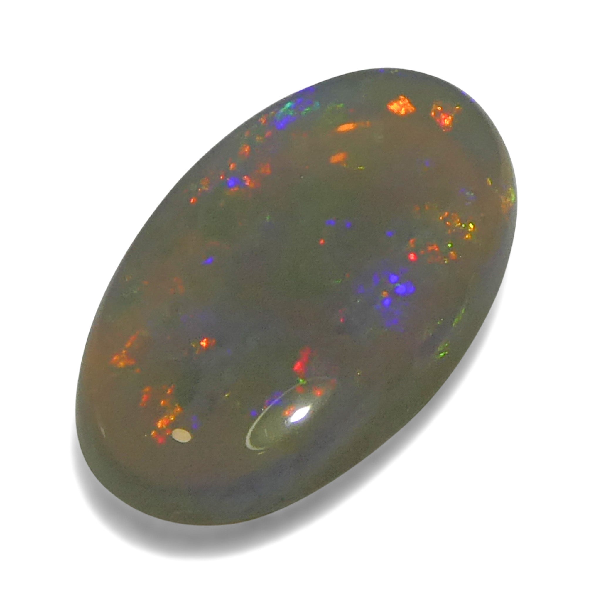 1.32ct White Oval Cabochon Opal from Australia with Play of Color, premium gemstone by SkyJems Canadian gem specialists