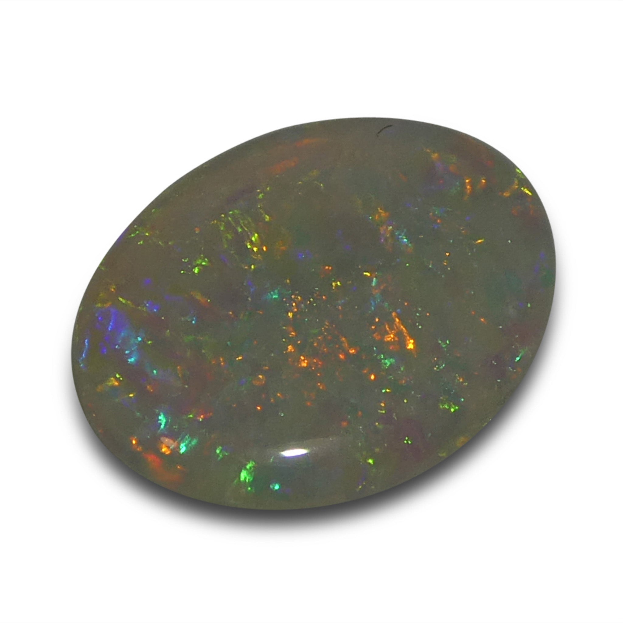 0.55ct White Opal Cabochon from Australia with Play of Color | Premium Gemstone by SkyJems Canadian Gem Experts