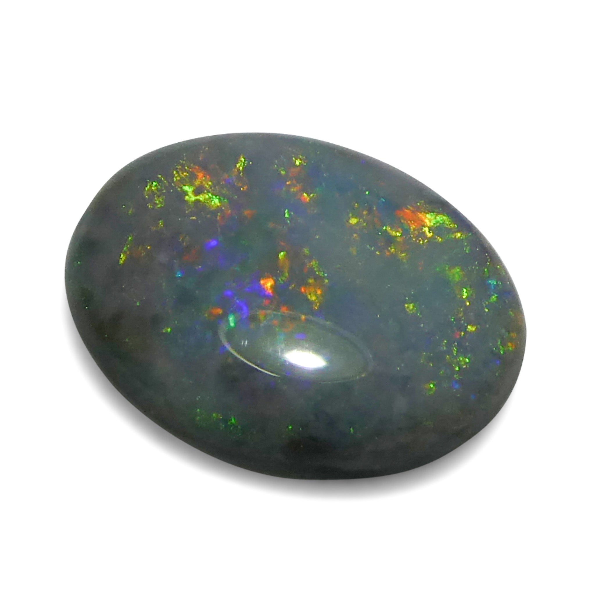 0.64ct Gray Oval Cabochon Opal from Australia with play of color, premium gemstone by SkyJems Canadian gem specialists