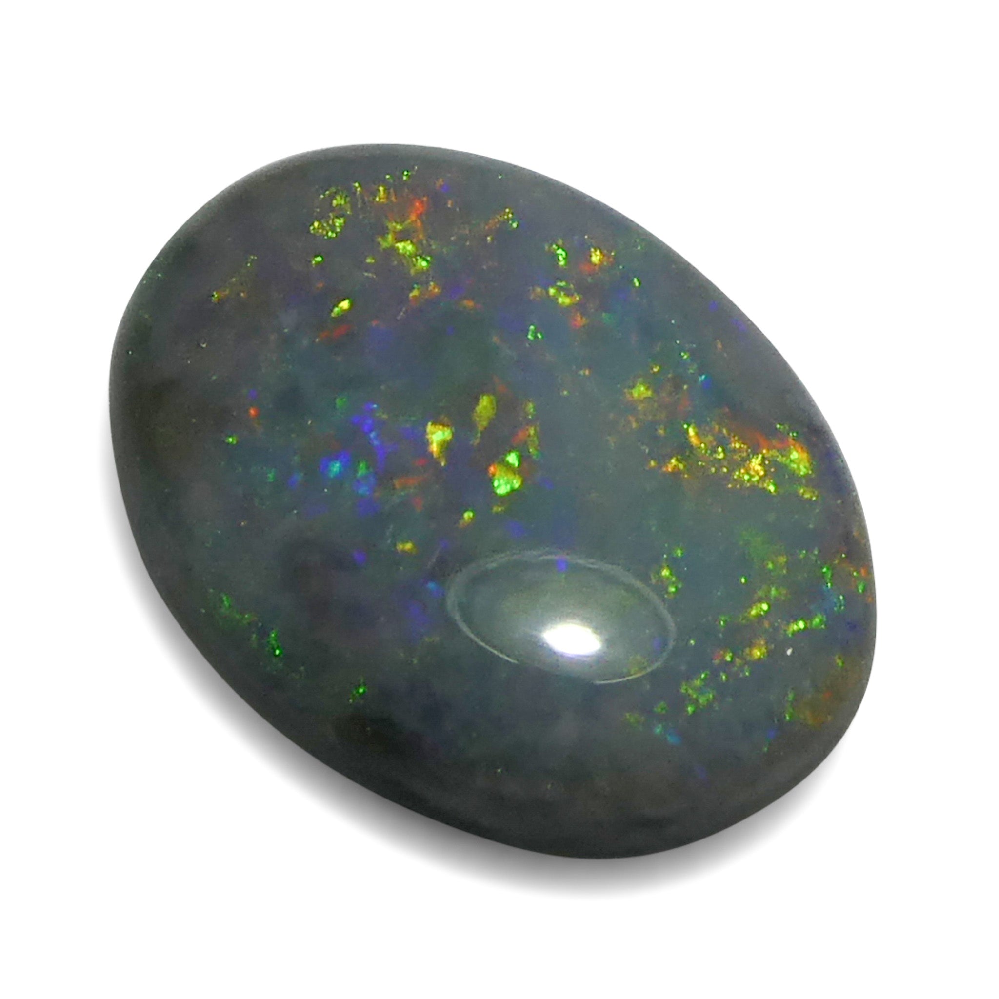 0.64ct Gray Oval Cabochon Opal from Australia with play of color, premium gemstone by SkyJems Canadian gem specialists