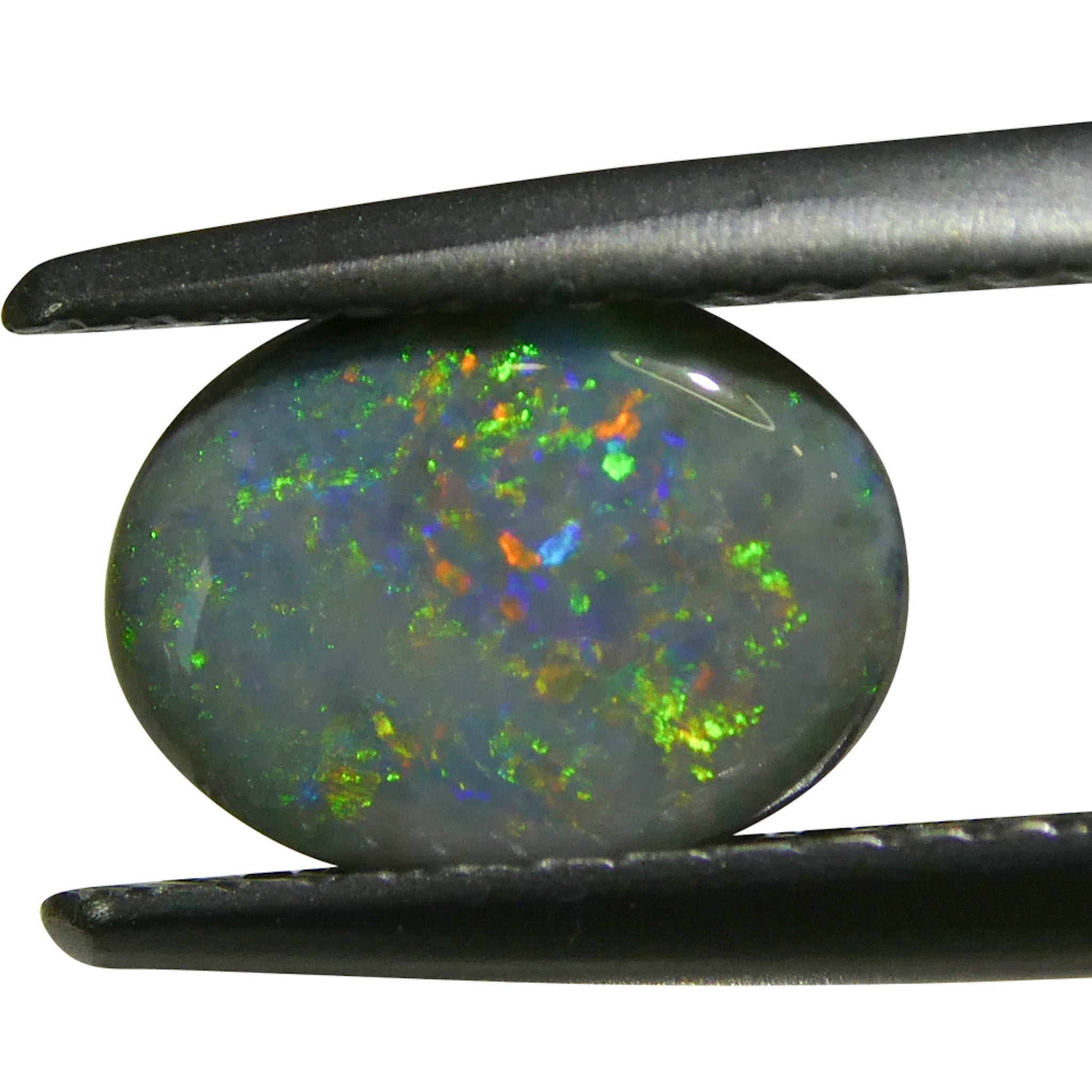 0.64ct Gray Oval Cabochon Opal from Australia, rare gemstone with play of color by SkyJems Canadian gem experts