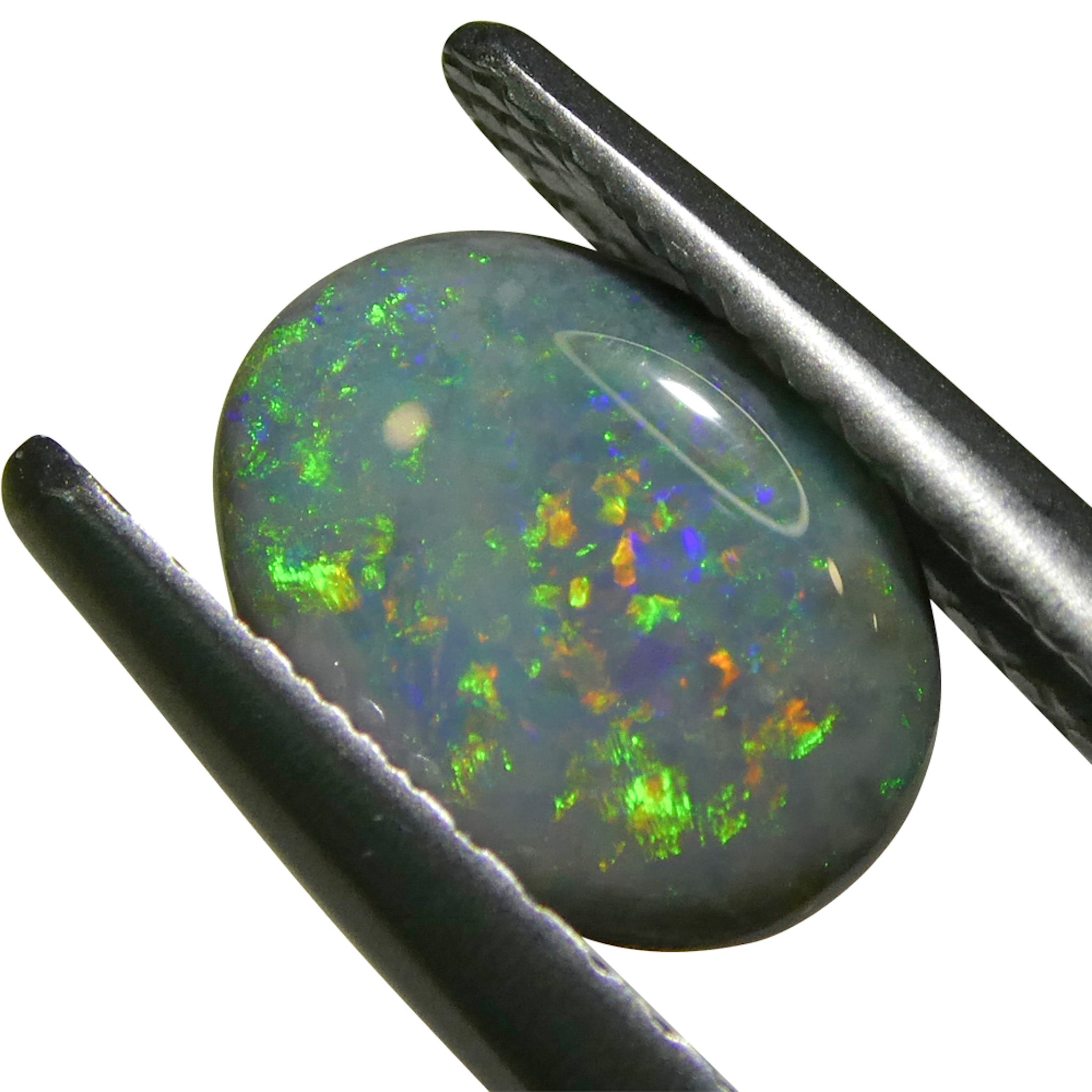 0.64ct Gray Oval Cabochon Opal from Australia with play of color, premium gemstone by SkyJems Canadian gem specialists