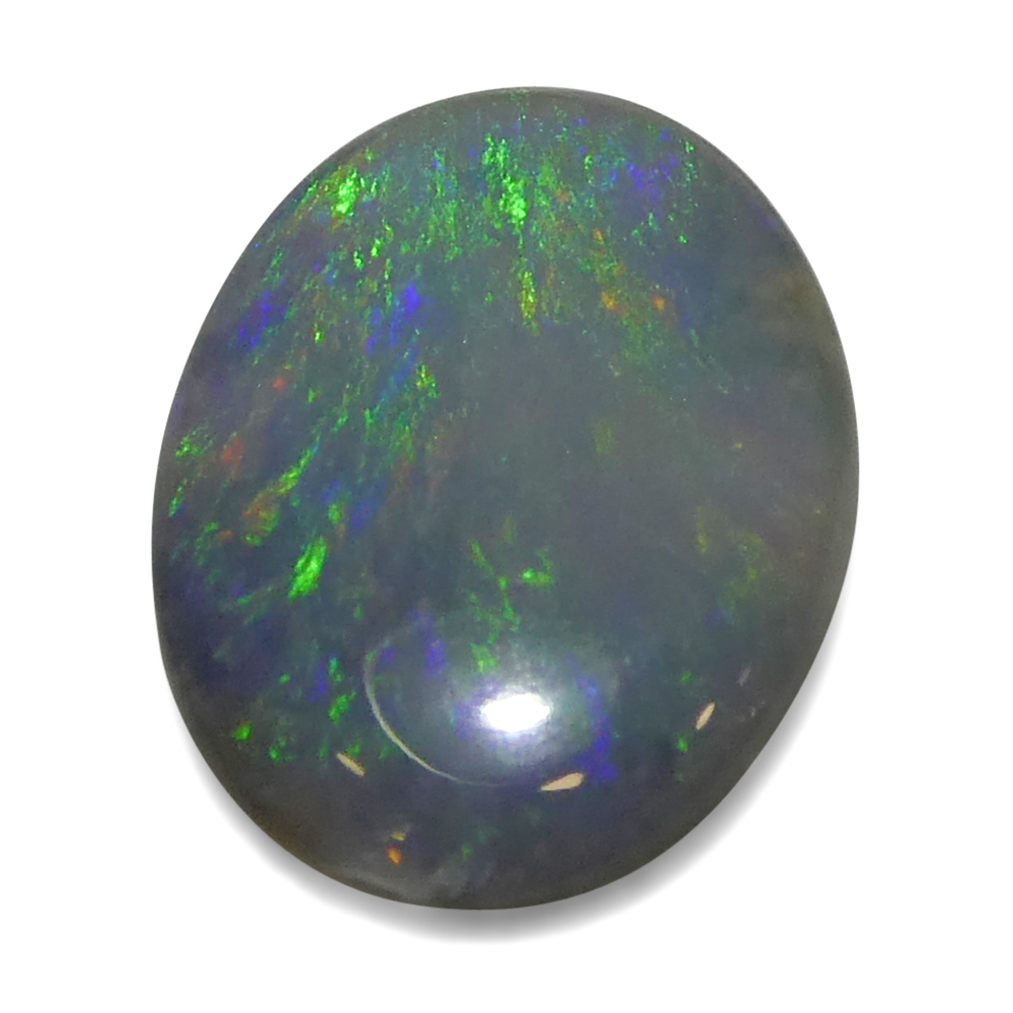 0.47ct White Oval Cabochon Opal from Australia with Play of Color, premium gemstone by SkyJems Canadian gem experts