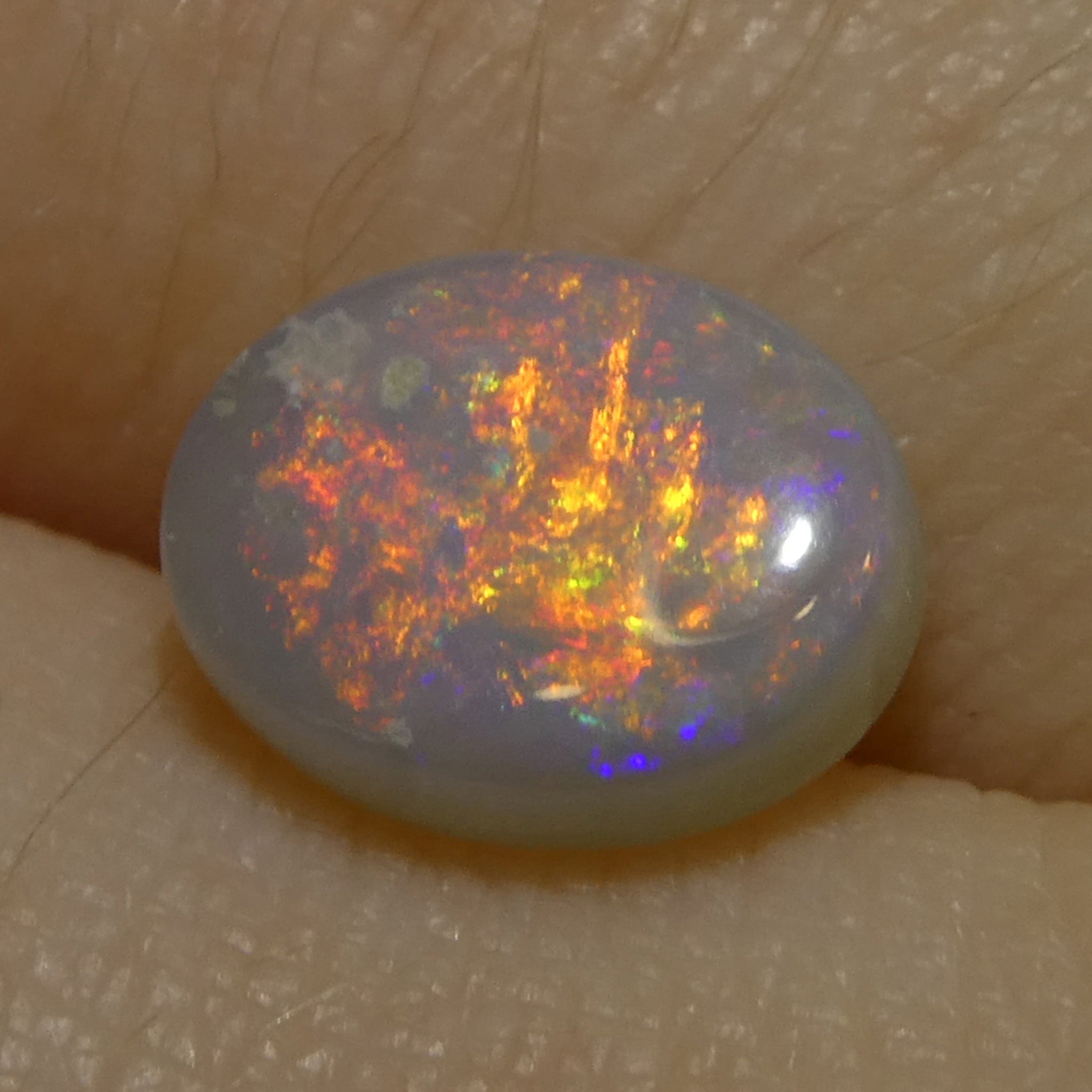 1.36ct Gray Oval Gray AustralianpalescentOchon gemstone:200-500 Range Rare Australian Opal from SkykyJems,ems, Showcasing Uni
