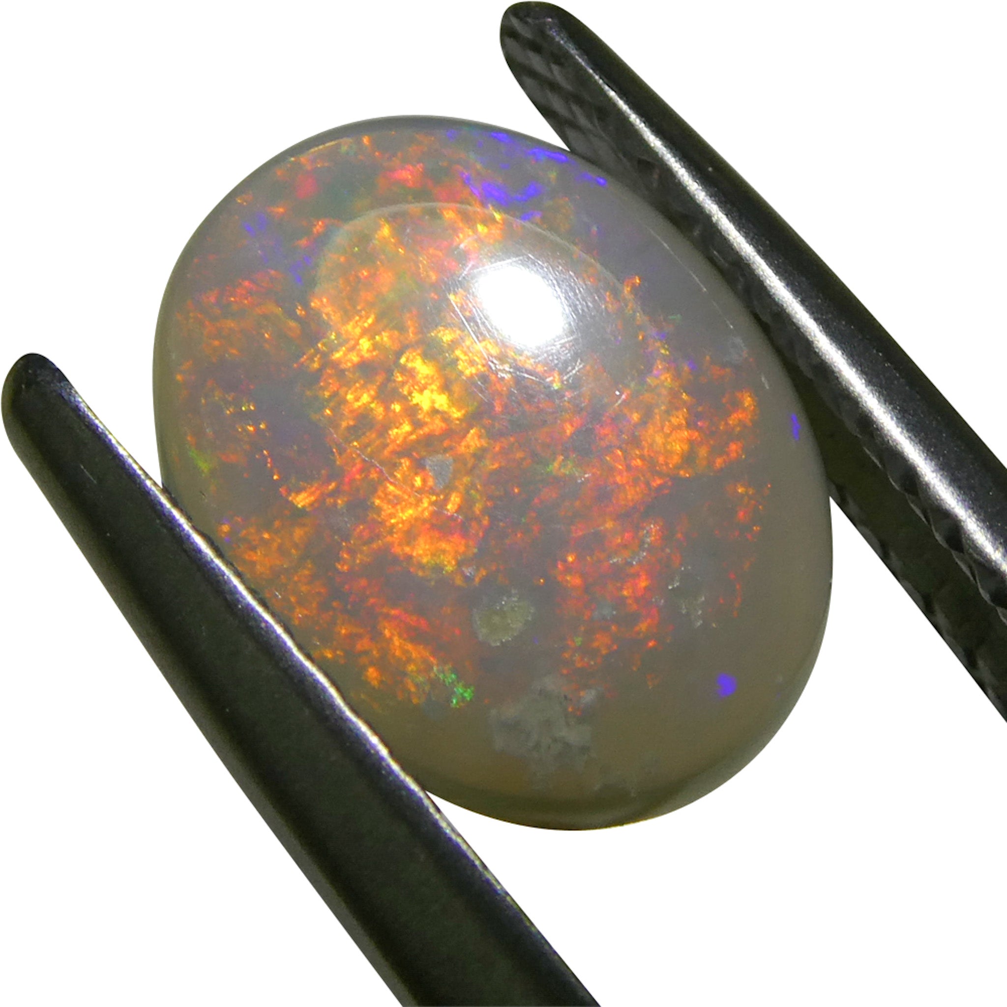 1.36ct Gray Australian Opal Cabochon with Play of Color by SkyJems, premium oval gemstone with multi-hued light reflection