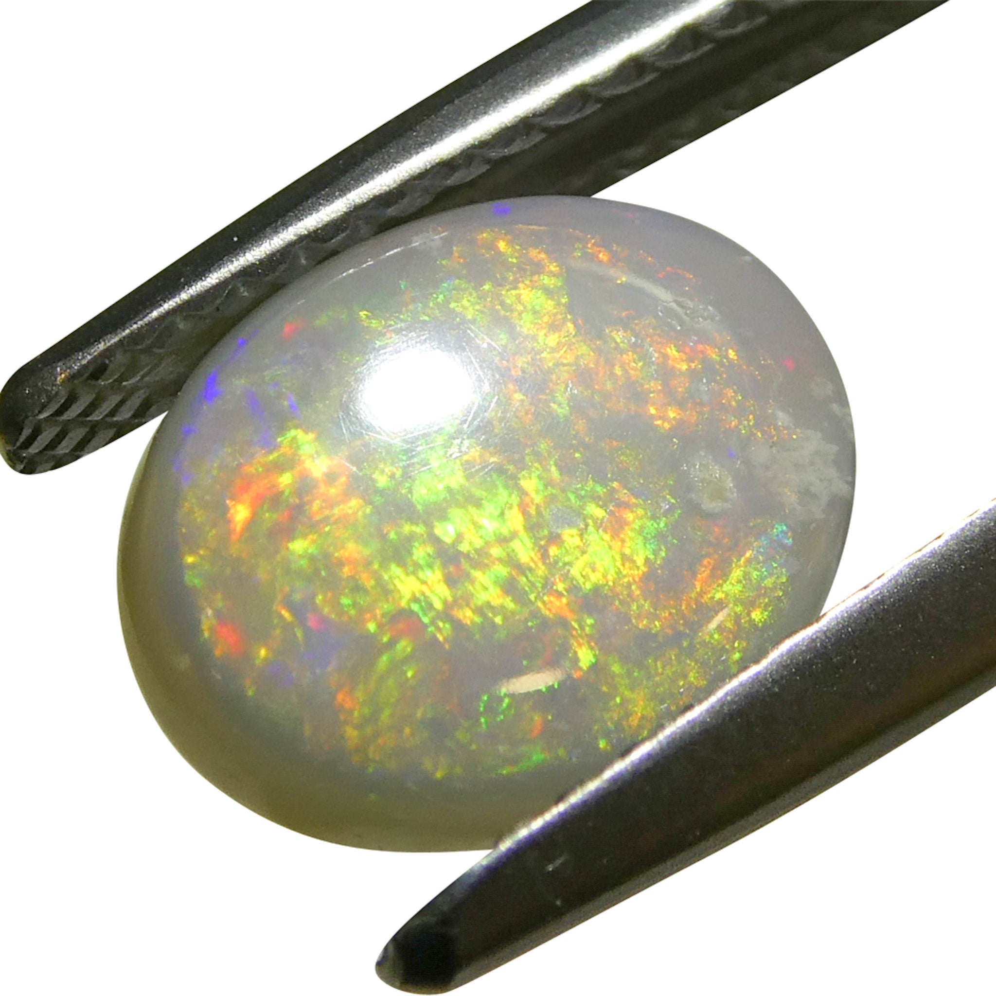 1.36ct Gray Oval Cabochon Opal from Australia, rare gemstone with play of color by SkyJems Canadian gem experts