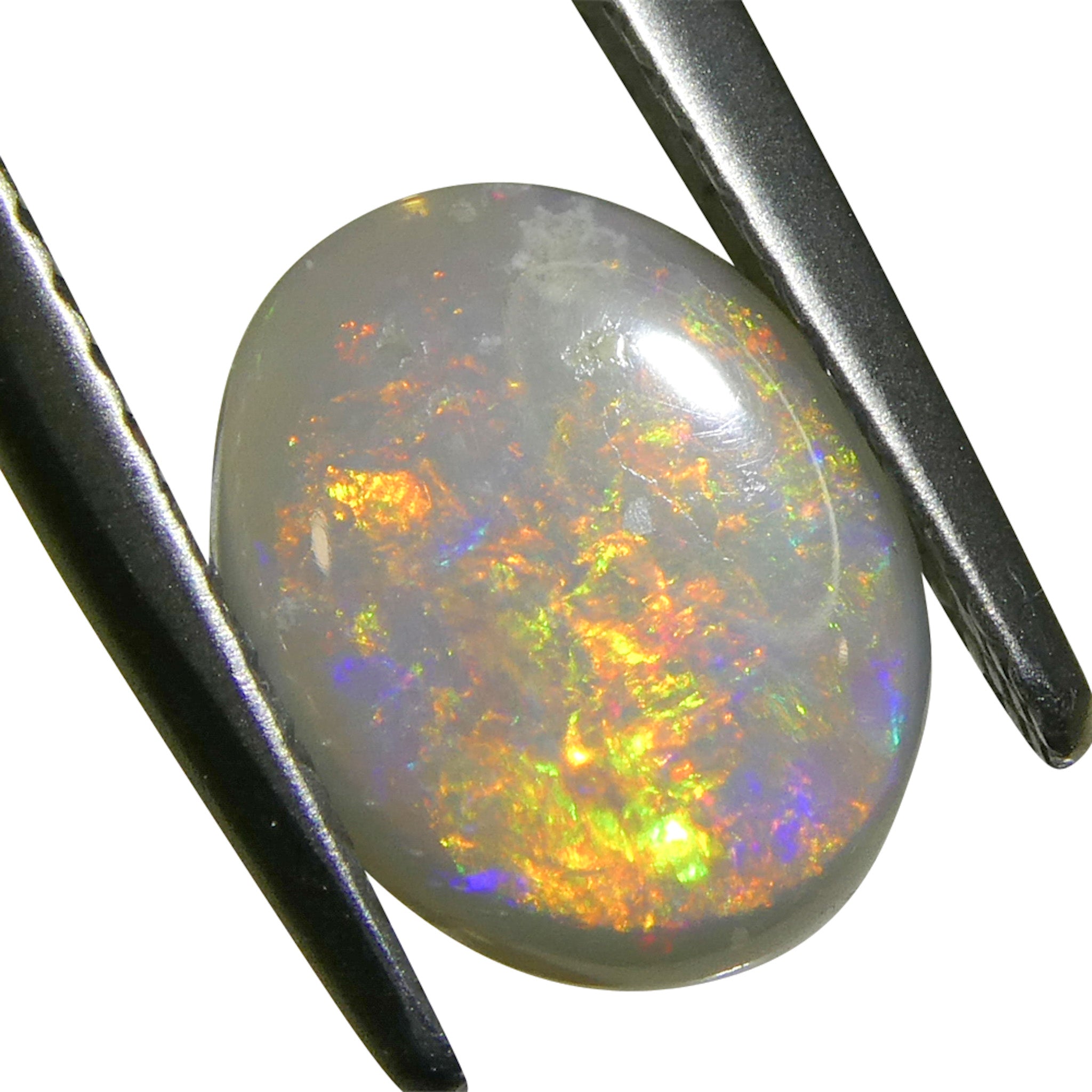 1.36ct Gray Oval Cabochon Opal from Australia, rare gemstone with play of color by SkyJems Canadian gem experts