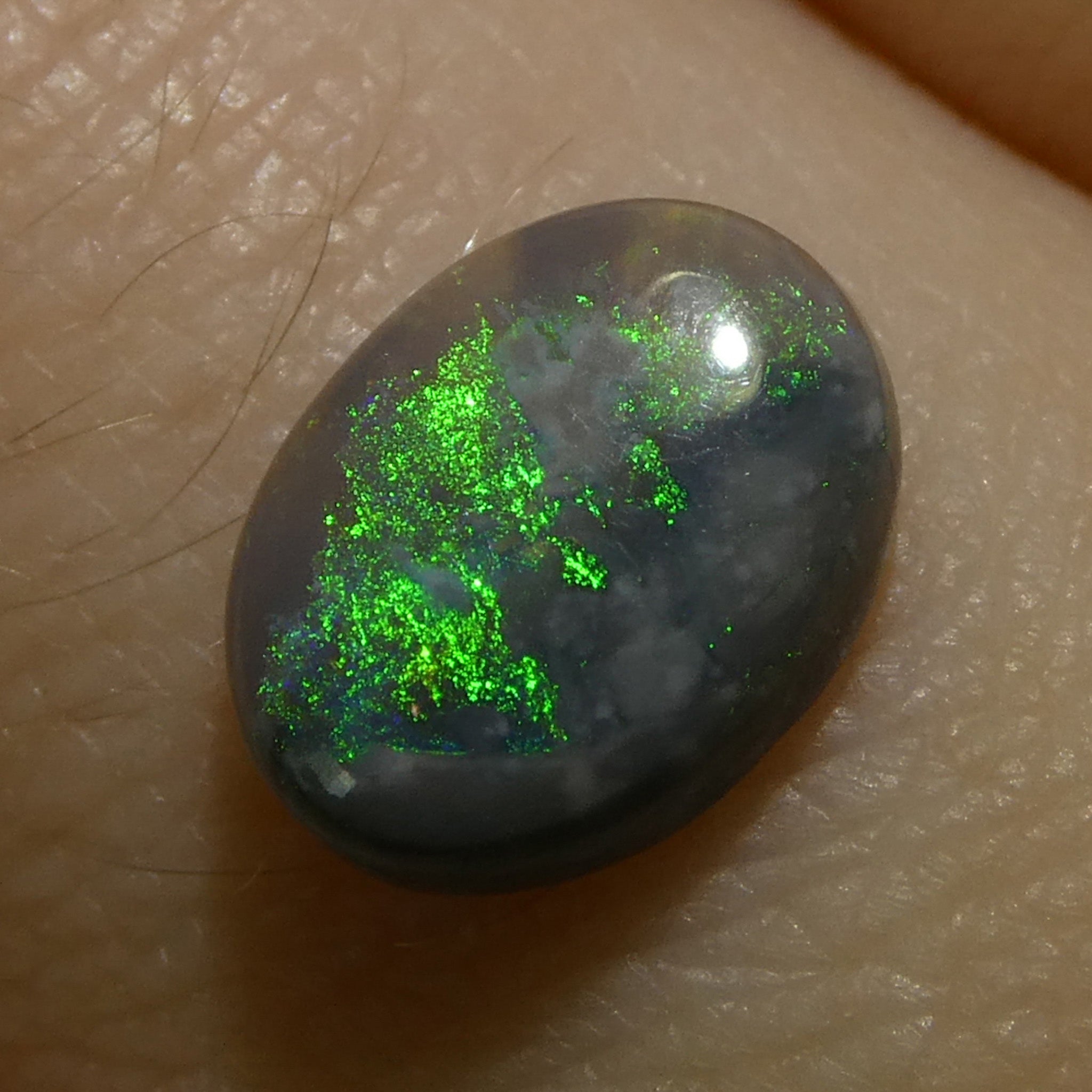0.8ct Gray Oval Cabochon Opal from Australia with play of color, premium gemstone by SkyJems Canadian gem specialists