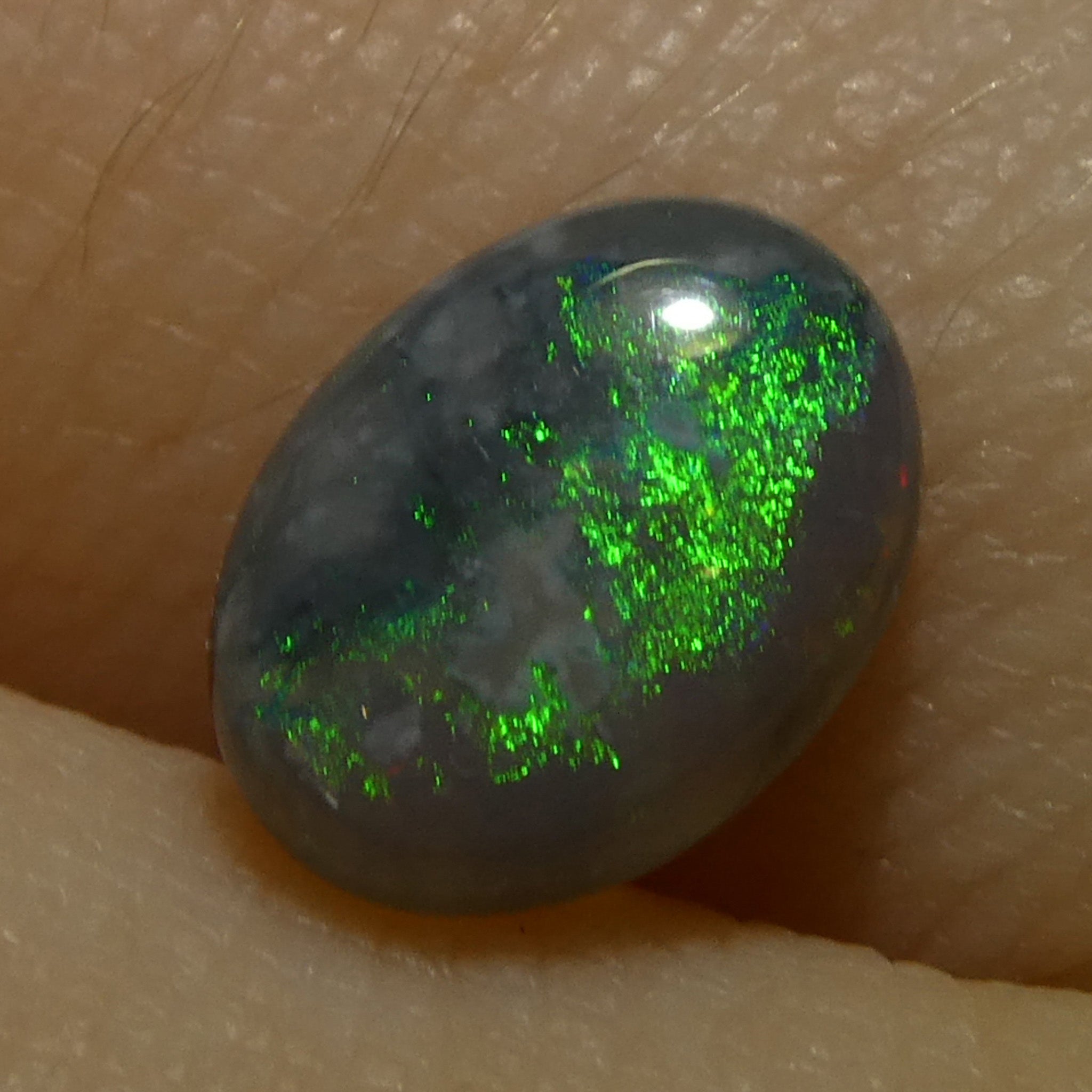 0.8ct Gray Oval Cabochon Opal from Australia, rare gemstone with play of color, premium quality from SkyJems Canadian gem exp
