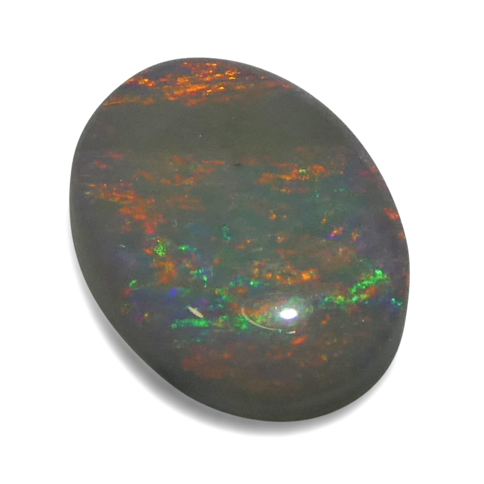 0.67ct Gray Oval Cabochon Opal from Australia with Play of Color, premium gemstone by SkyJems Canadian gem specialists