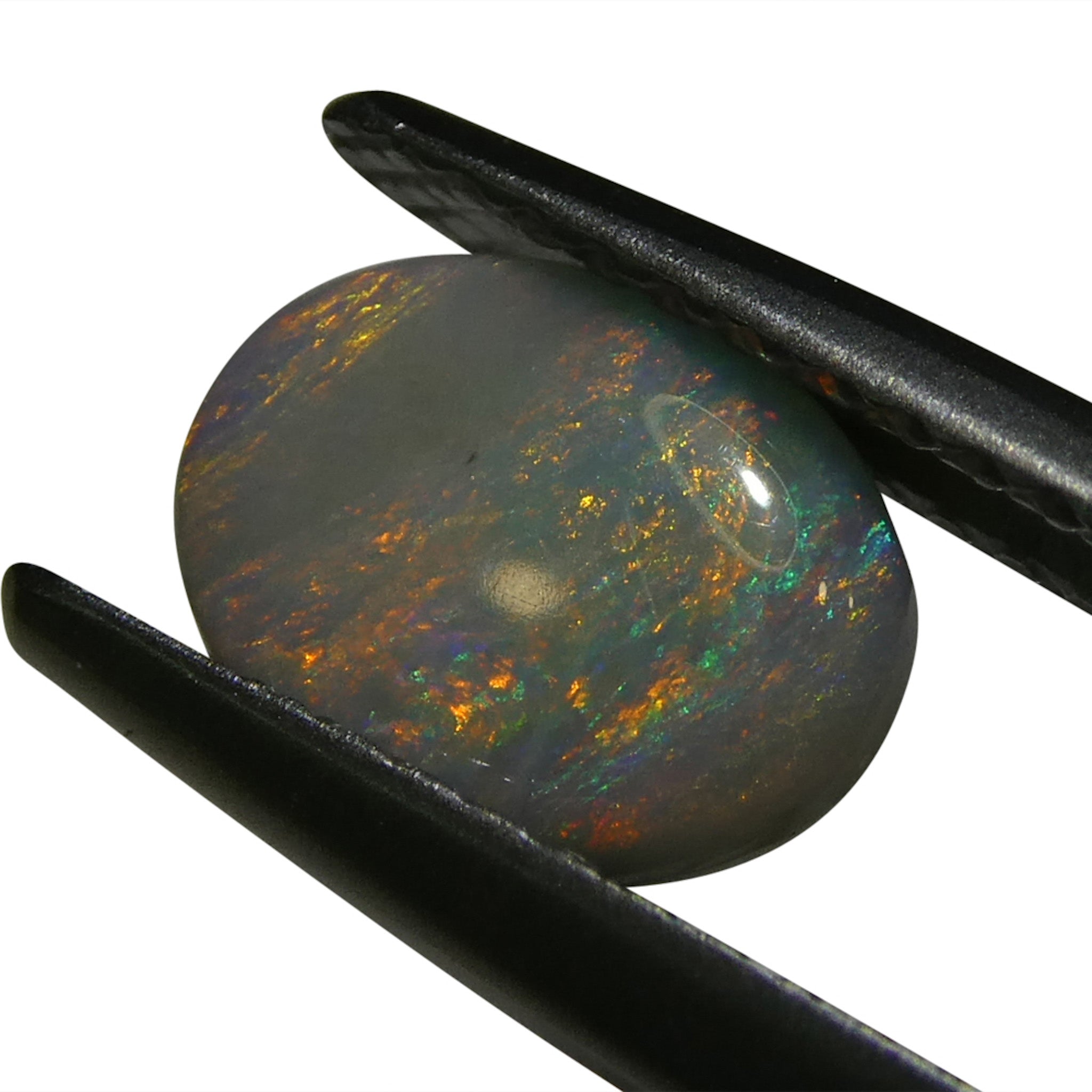 0.67ct Gray Oval Cabochon Opal from Australia with Play of Color, premium gemstone by SkyJems Canadian gem experts