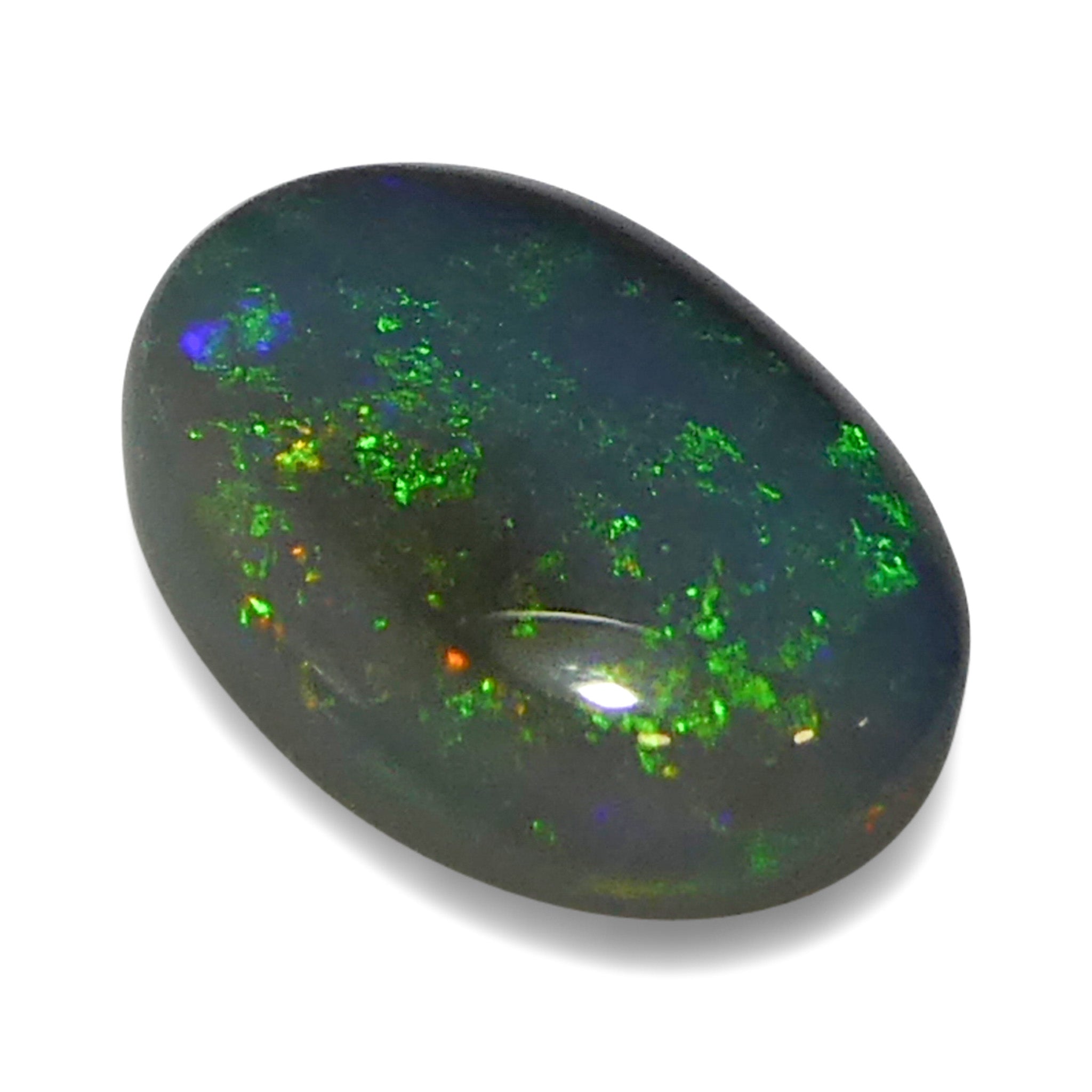 0.59ct Gray Oval Cabochon Opal from Australia with Play of Color, premium gemstone by SkyJems Canadian gem specialists