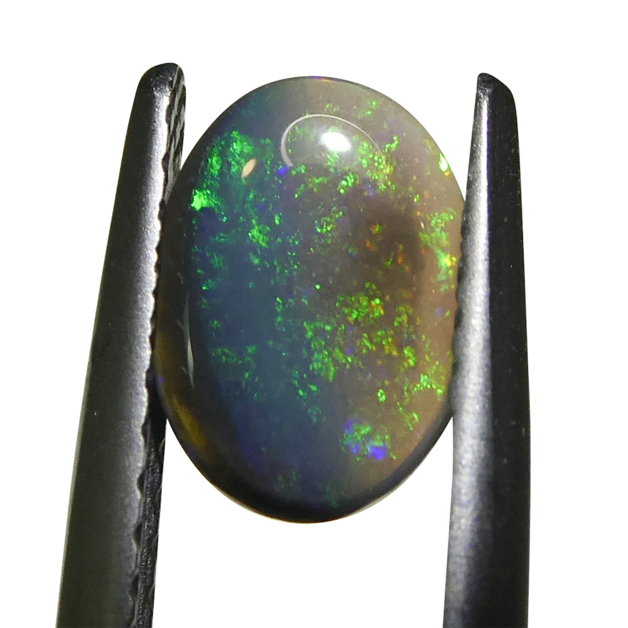 0.59ct Gray Oval Cabochon Opal with Play of Color from Australia, premium gemstone by SkyJems Canadian gem specialists