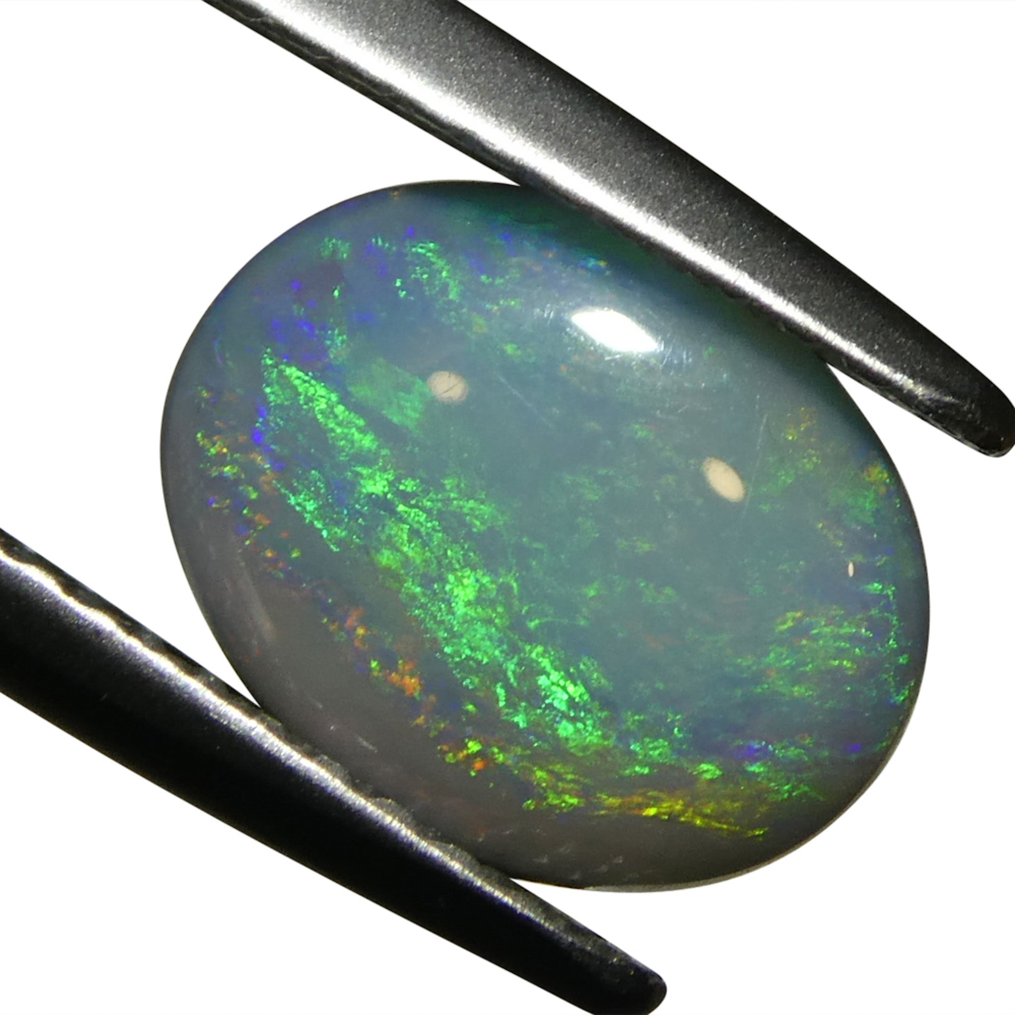 1.06ct Gray Oval Cabochon Opal from Australia with Play of Color, premium gemstone by SkyJems Canadian gem experts