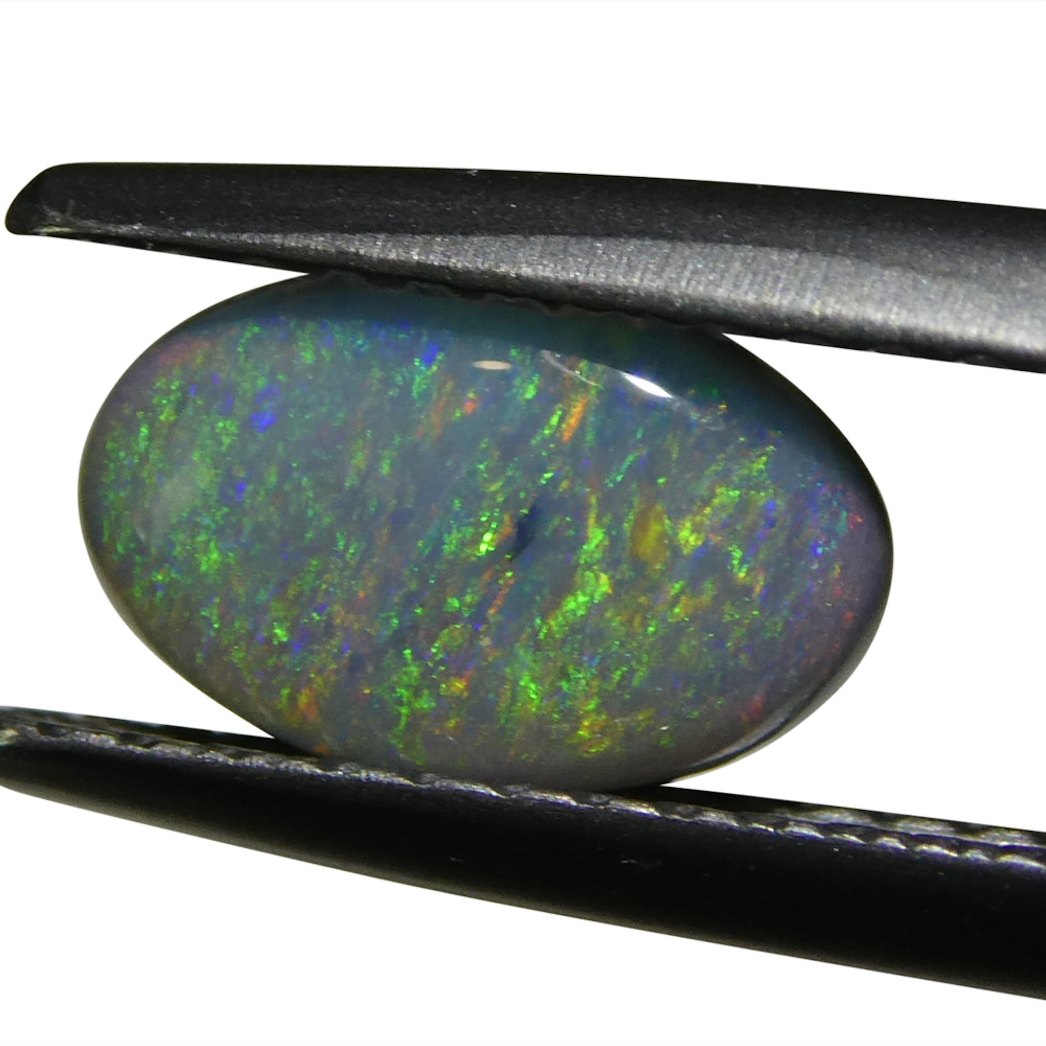 0.71ct Gray Oval Cabochon Opal from Australia with Play of Color, premium gemstone by SkyJems Canadian gem experts