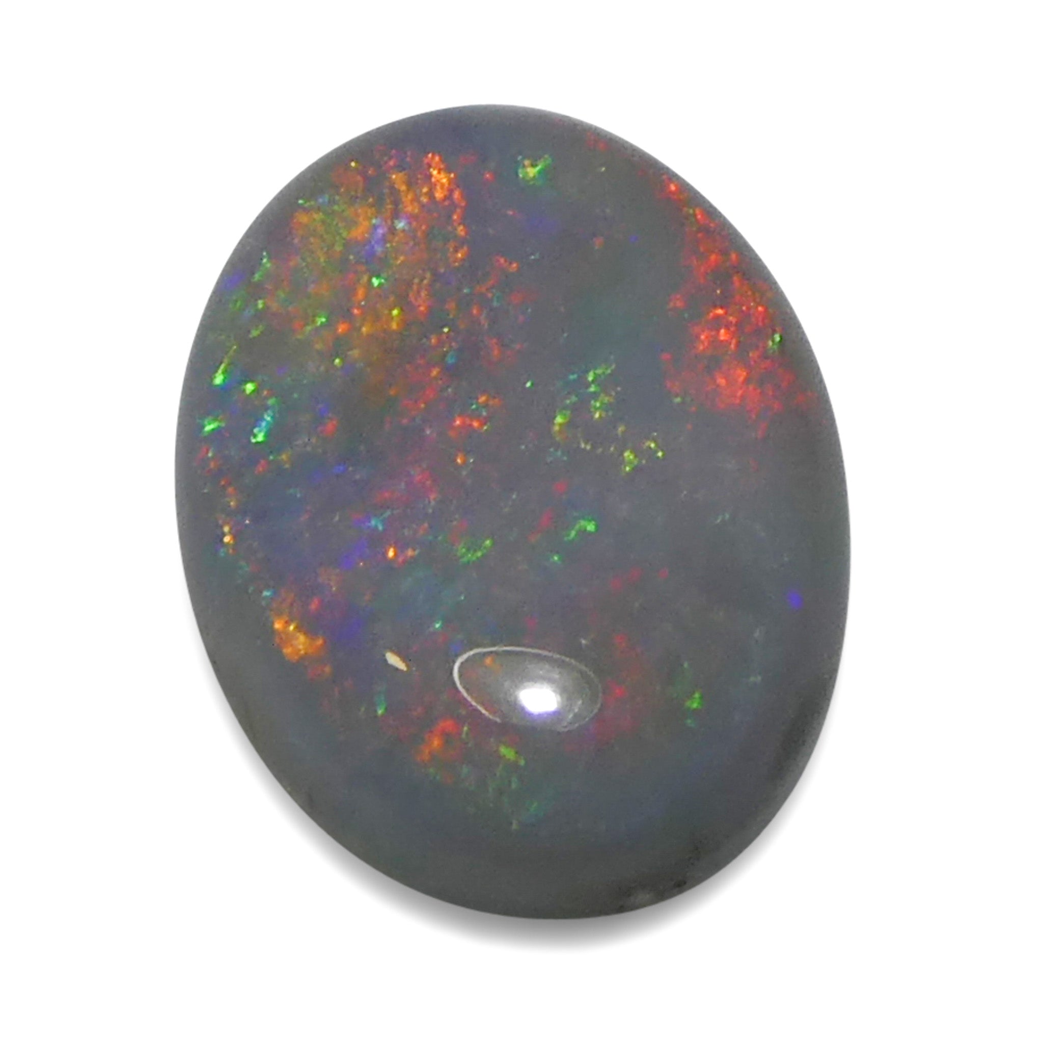0.73ct Gray Oval Cabochon Opal from Australia with Play of Color, premium gemstone by SkyJems Canadian gem experts