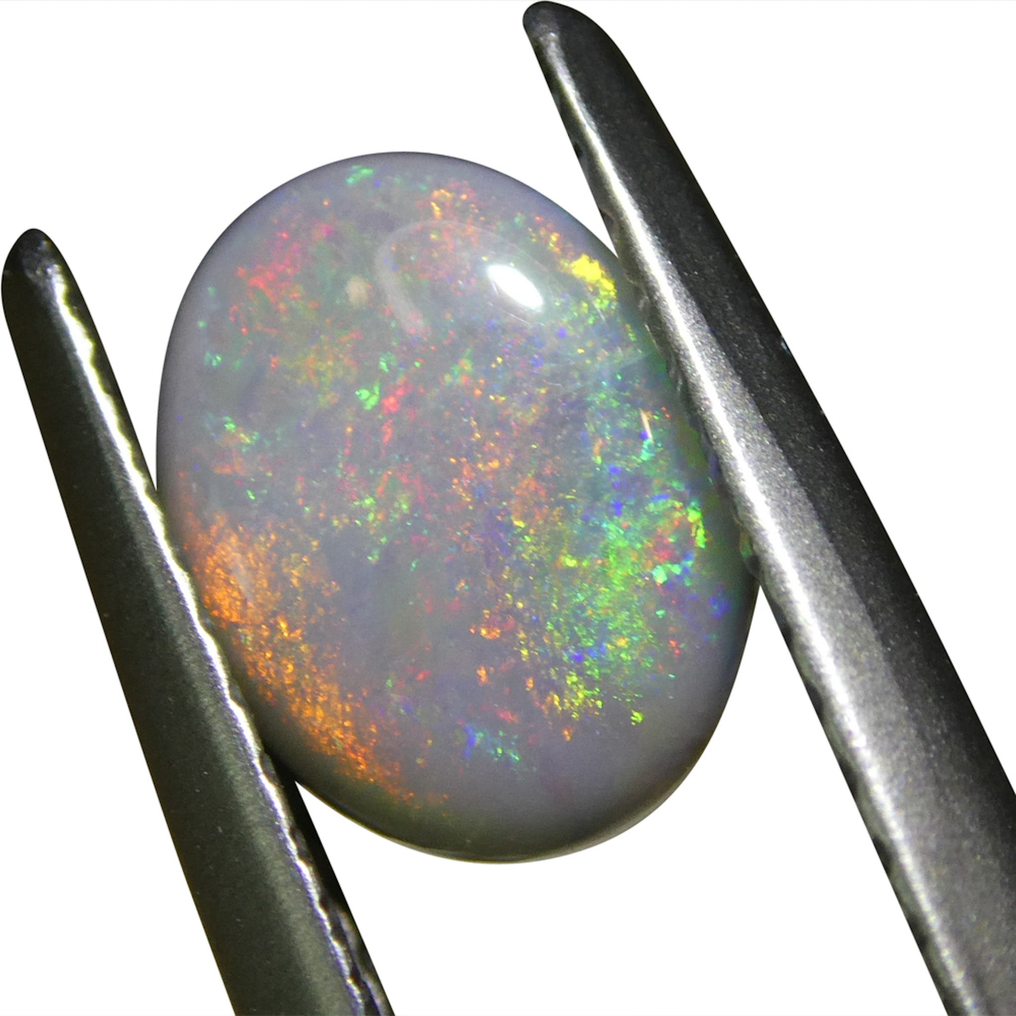 0.73ct Gray Oval Cabochon Opal from Australia with Play of Color, premium gemstone by SkyJems Canadian gem experts