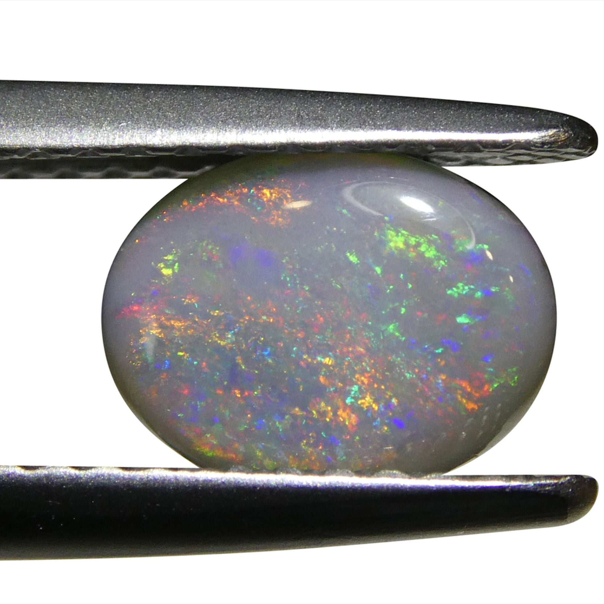 0.73ct Gray Oval Cabochon Opal from Australia with Play of Color, premium gemstone by SkyJems Canadian gem experts