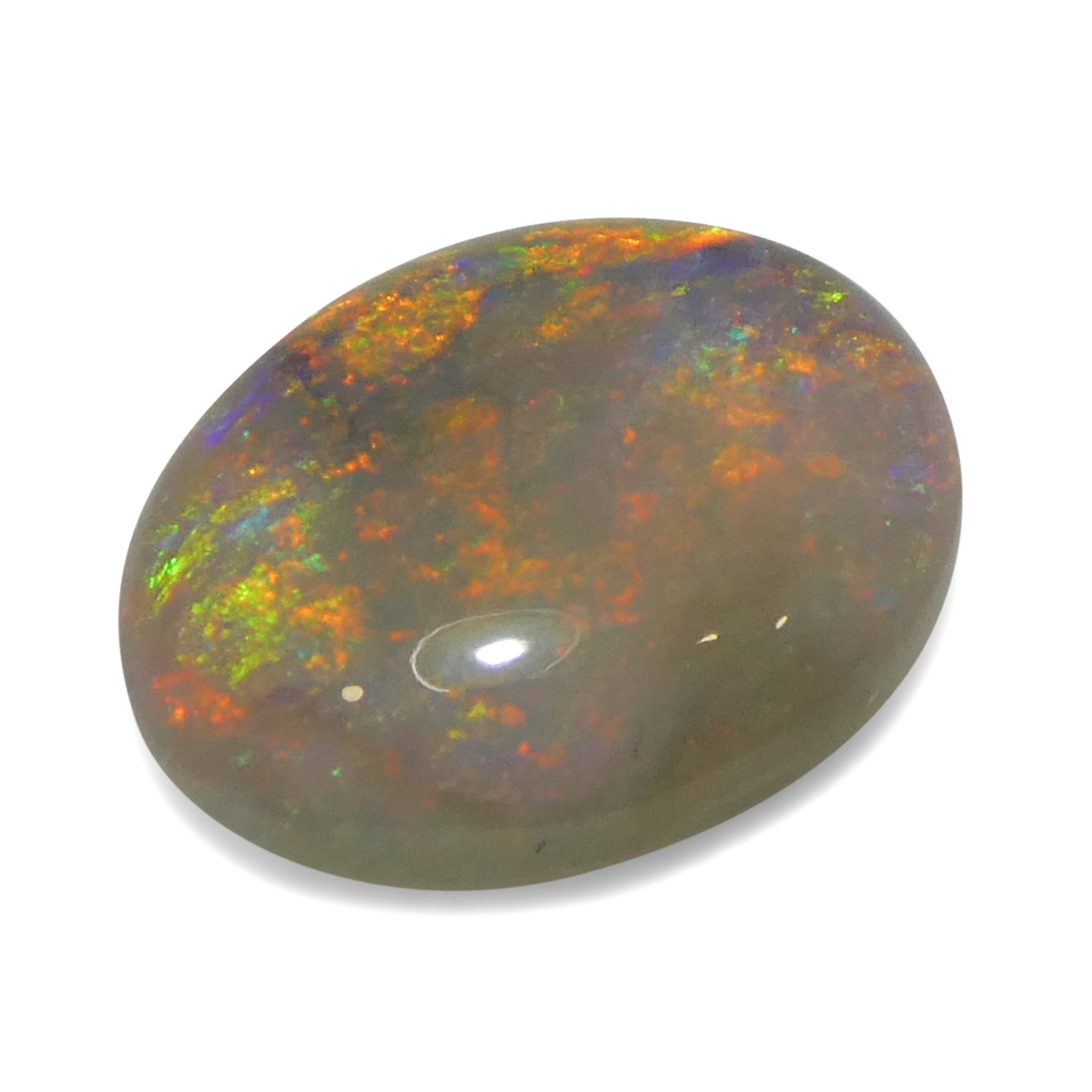 SkyJems 1.01ct White Opal Cabochon from Australia with Vibrant Play of Color, Oval Cut Gemstone
