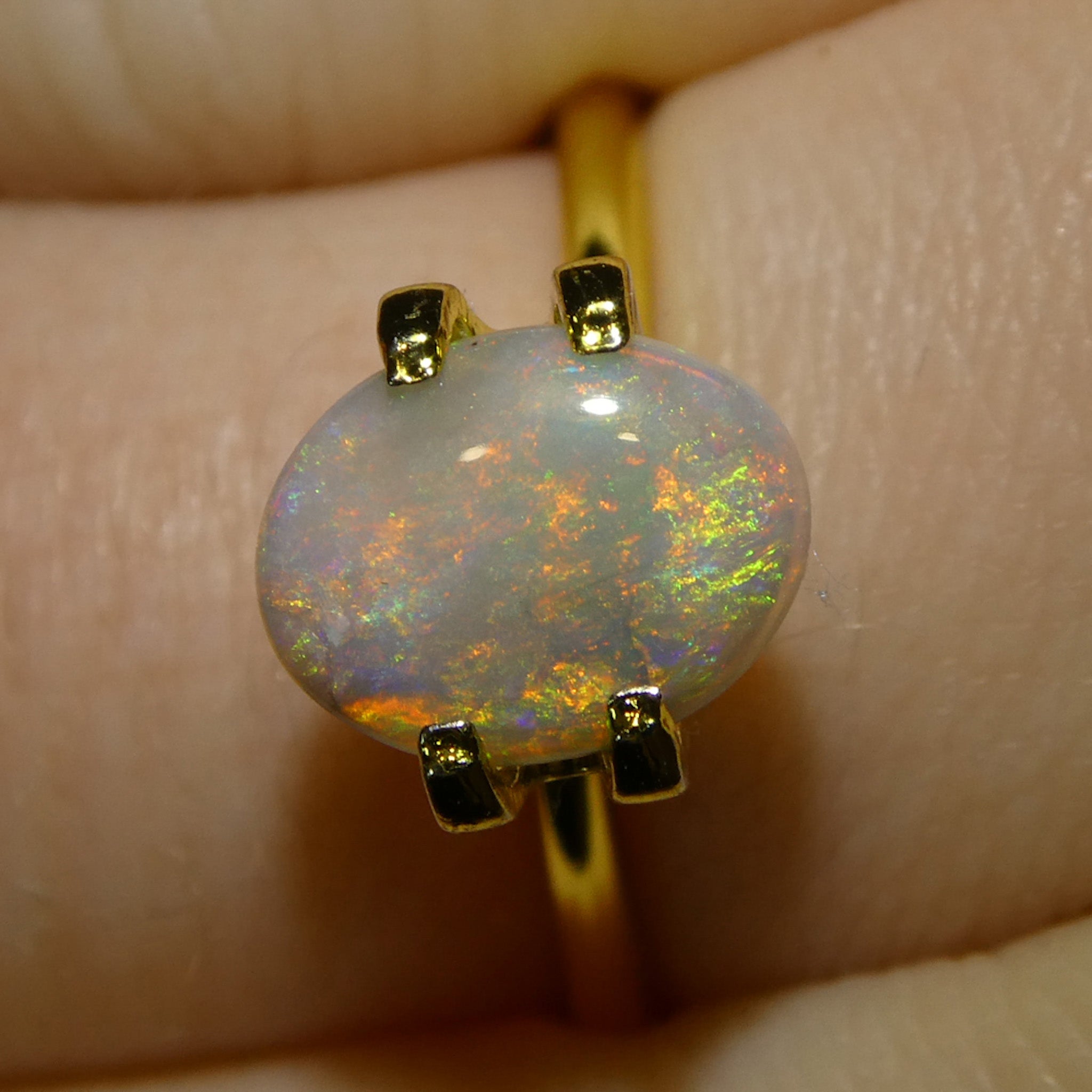 1.01ct White Opal Cabochon with Play of Color from Australia, premium gemstone by SkyJems Canadian gem specialists