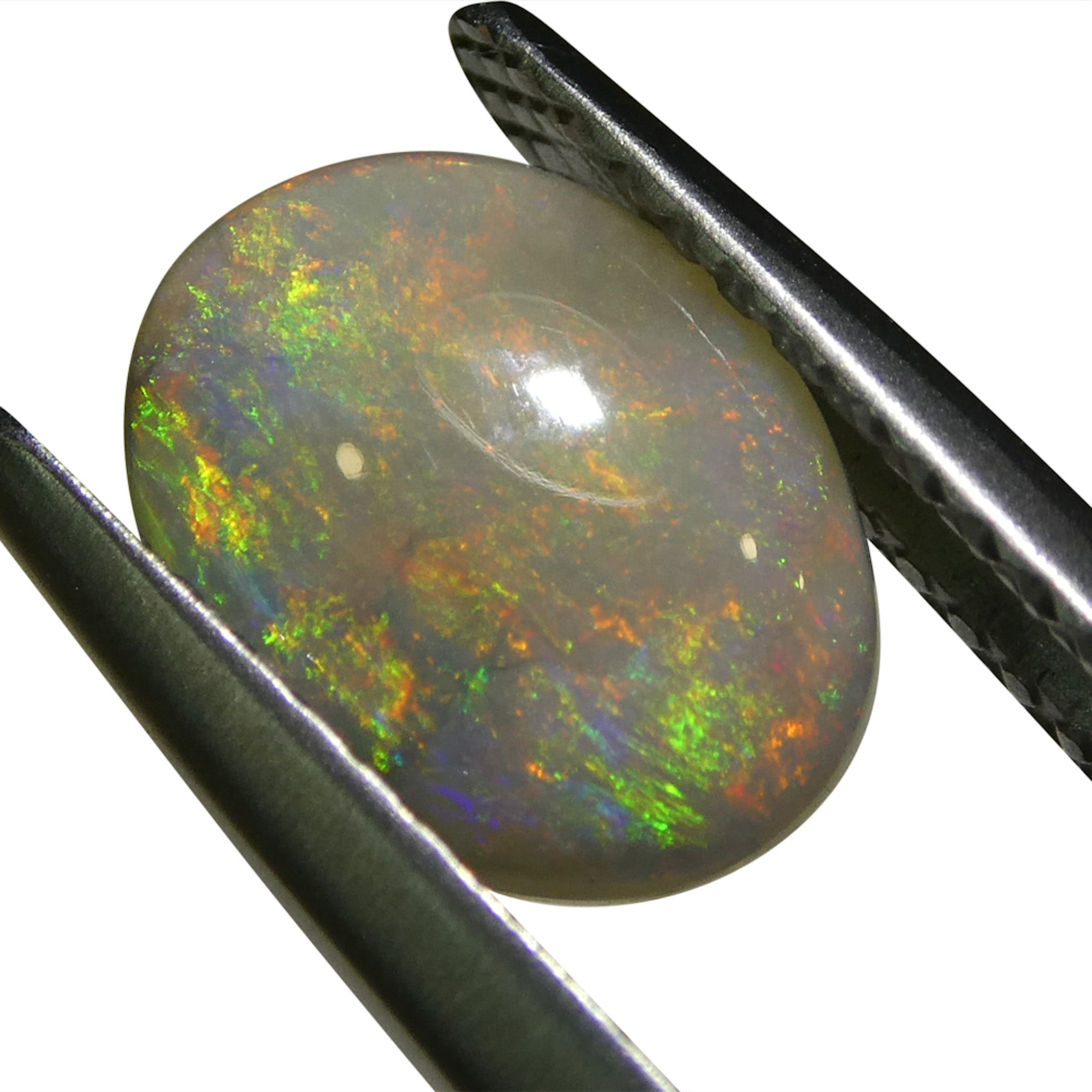 SkyJems 1.01ct White Opal Cabochon from Australia with vibrant play of color, oval-cut gemstone