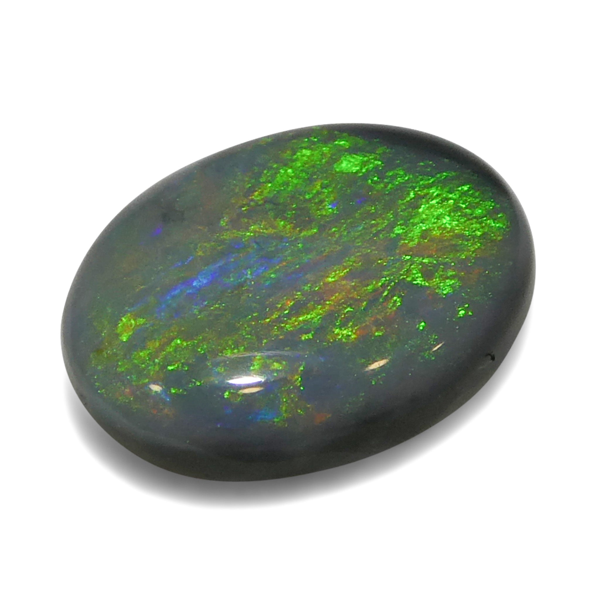 0.64ct Gray Oval Cabochon Opal with Play of Color from Australia, premium gemstone by SkyJems Canadian gem specialists