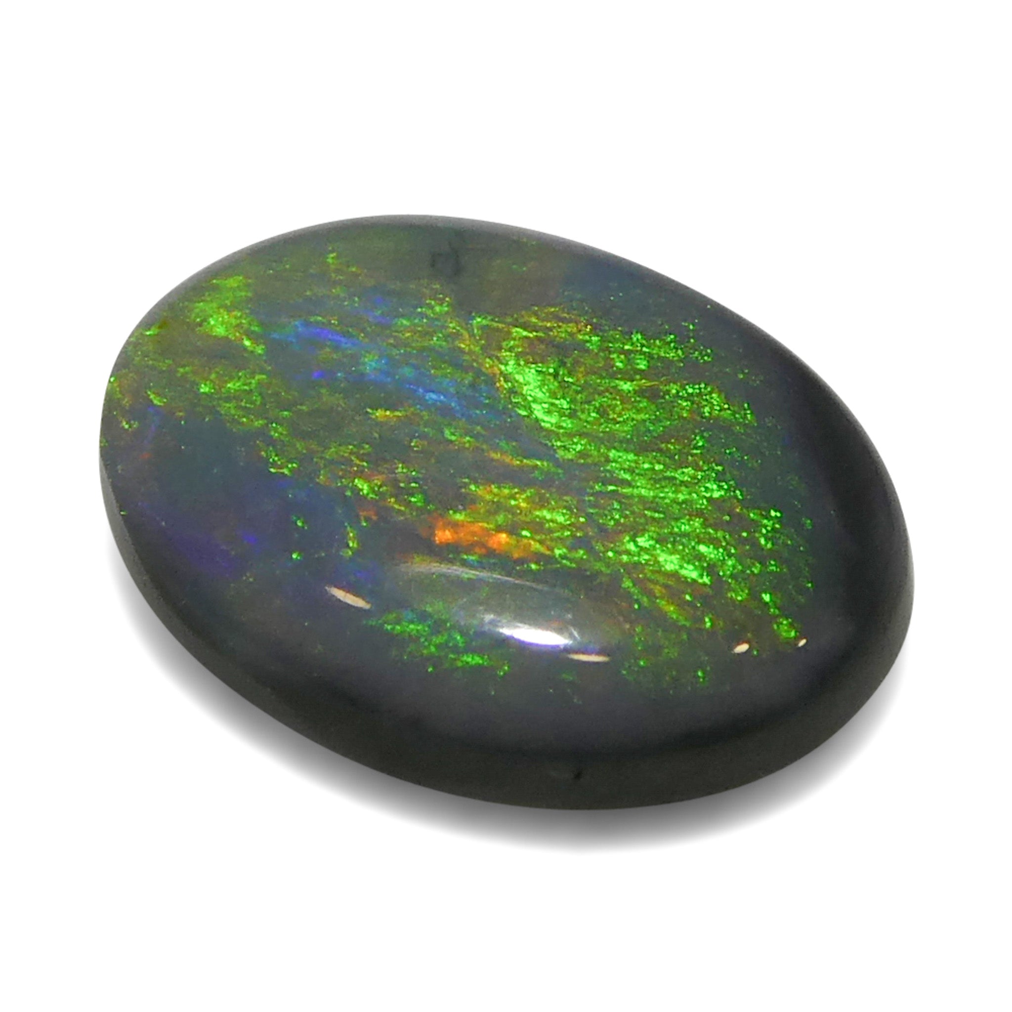 0.64ct Gray Oval Cabochon Opal with Play of Color from Australia, premium gemstone by SkyJems Canadian gem specialists