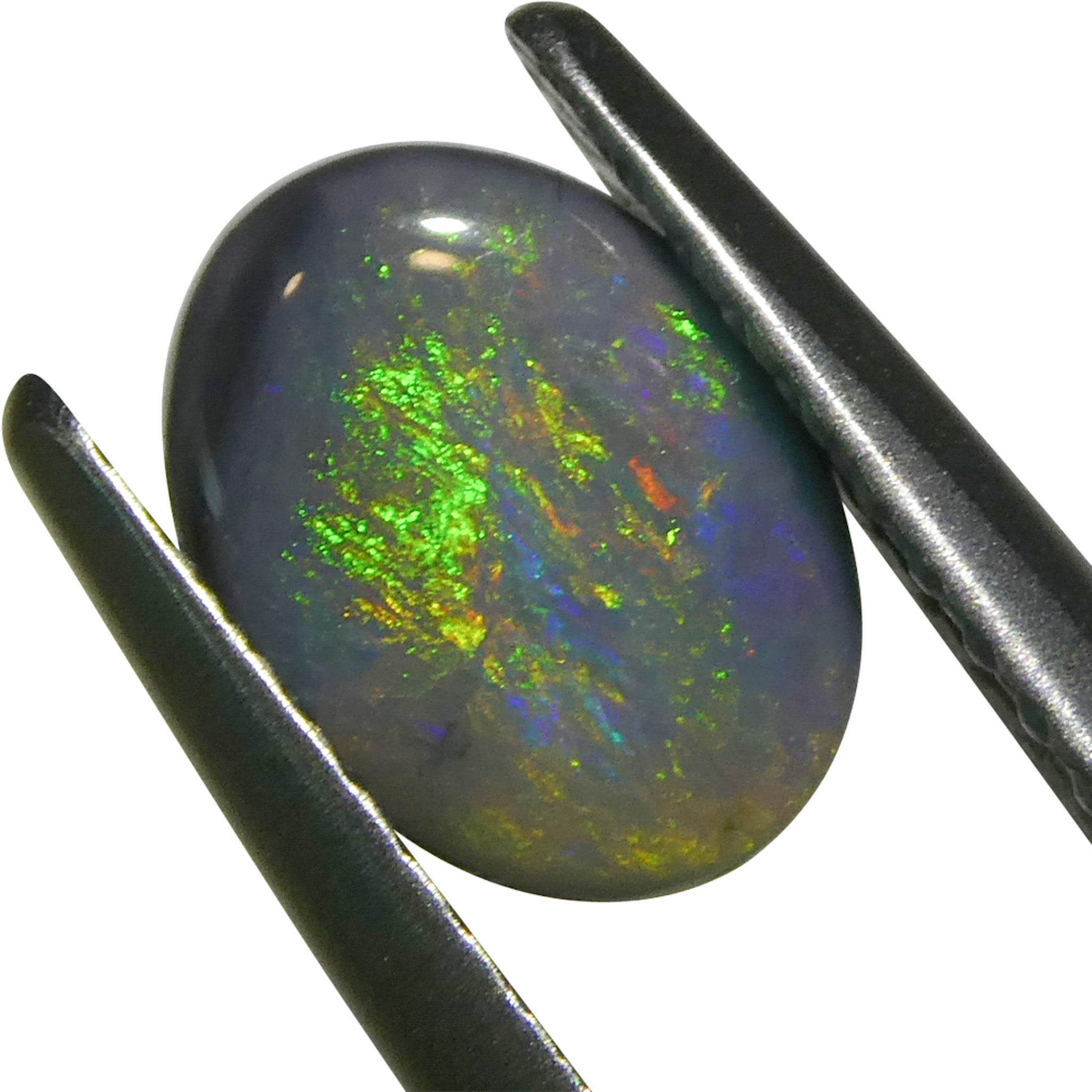 0.64ct Gray Oval Cabochon Opal with Play of Color from Australia, premium gemstone by SkyJems Canadian gem experts