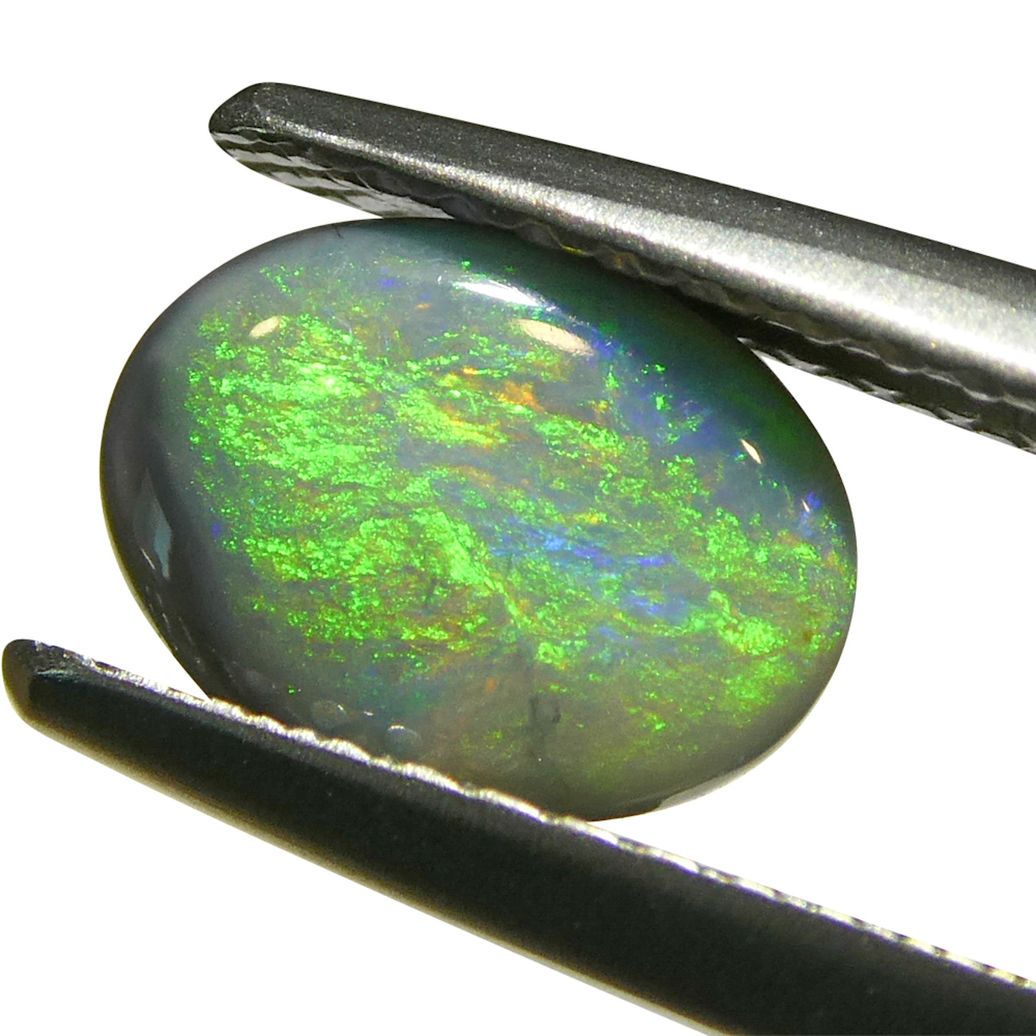 0.64ct Gray Oval Cabochon Opal with Play of Color from Australia, premium gemstone by SkyJems Canadian gem specialists