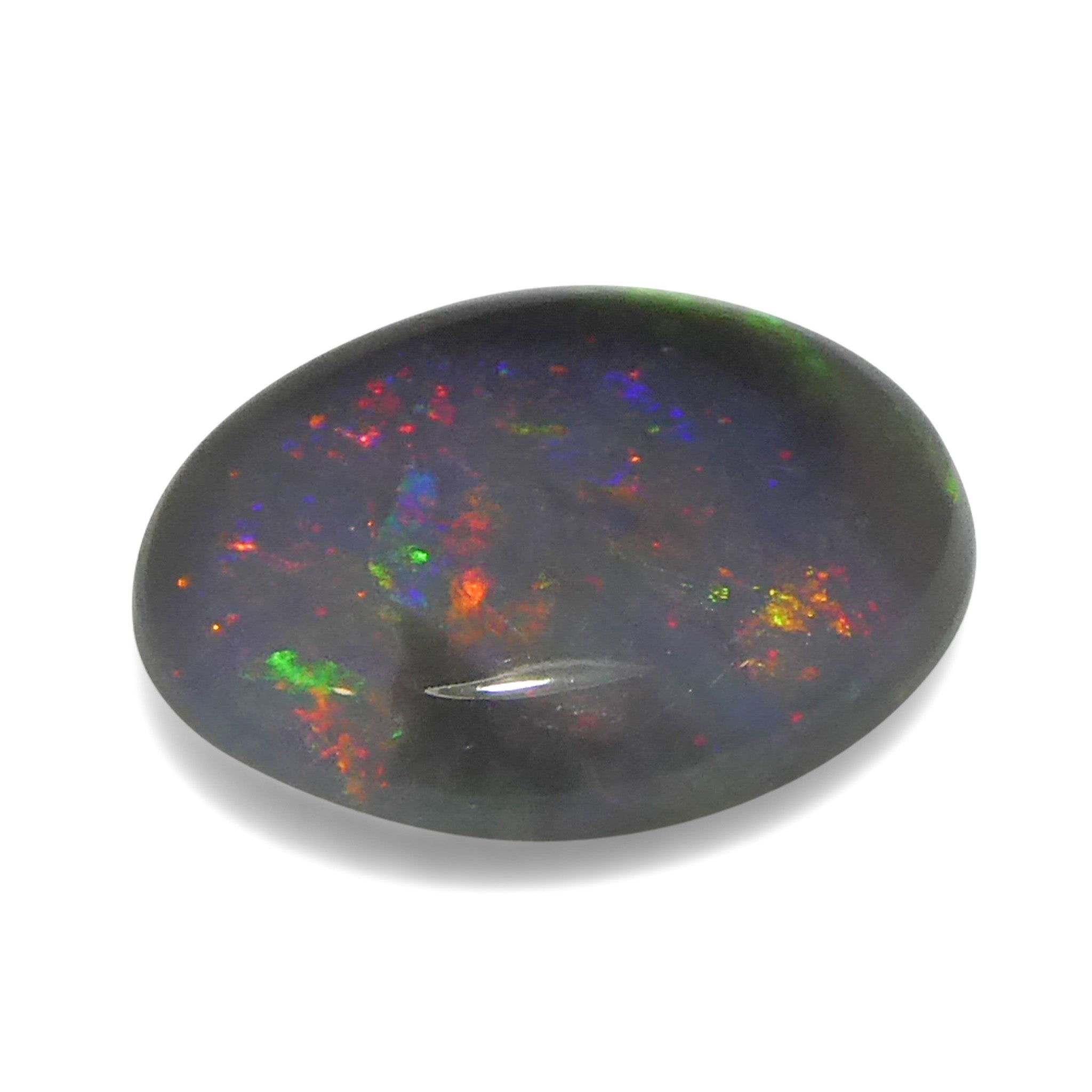 0.63ct Gray Oval Cabochon Opal with Play of Color from Australia, premium gemstone by SkyJems Canadian gem experts