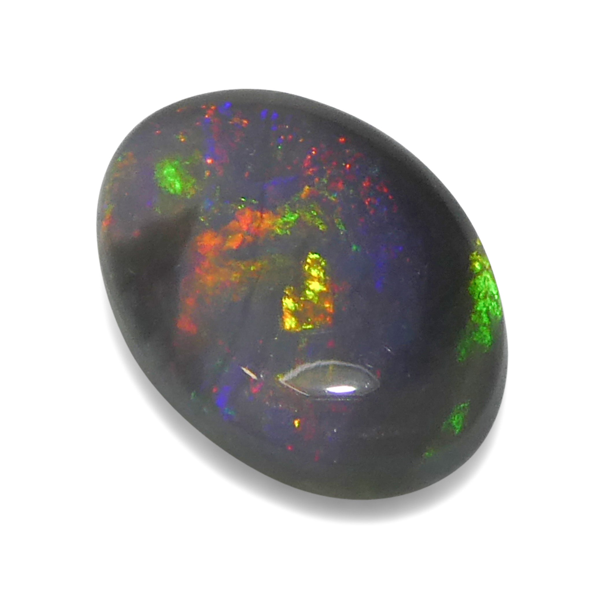 0.63ct Gray Oval Cabochon Opal with Play of Color from Australia, premium gemstone by SkyJems Canadian gem experts