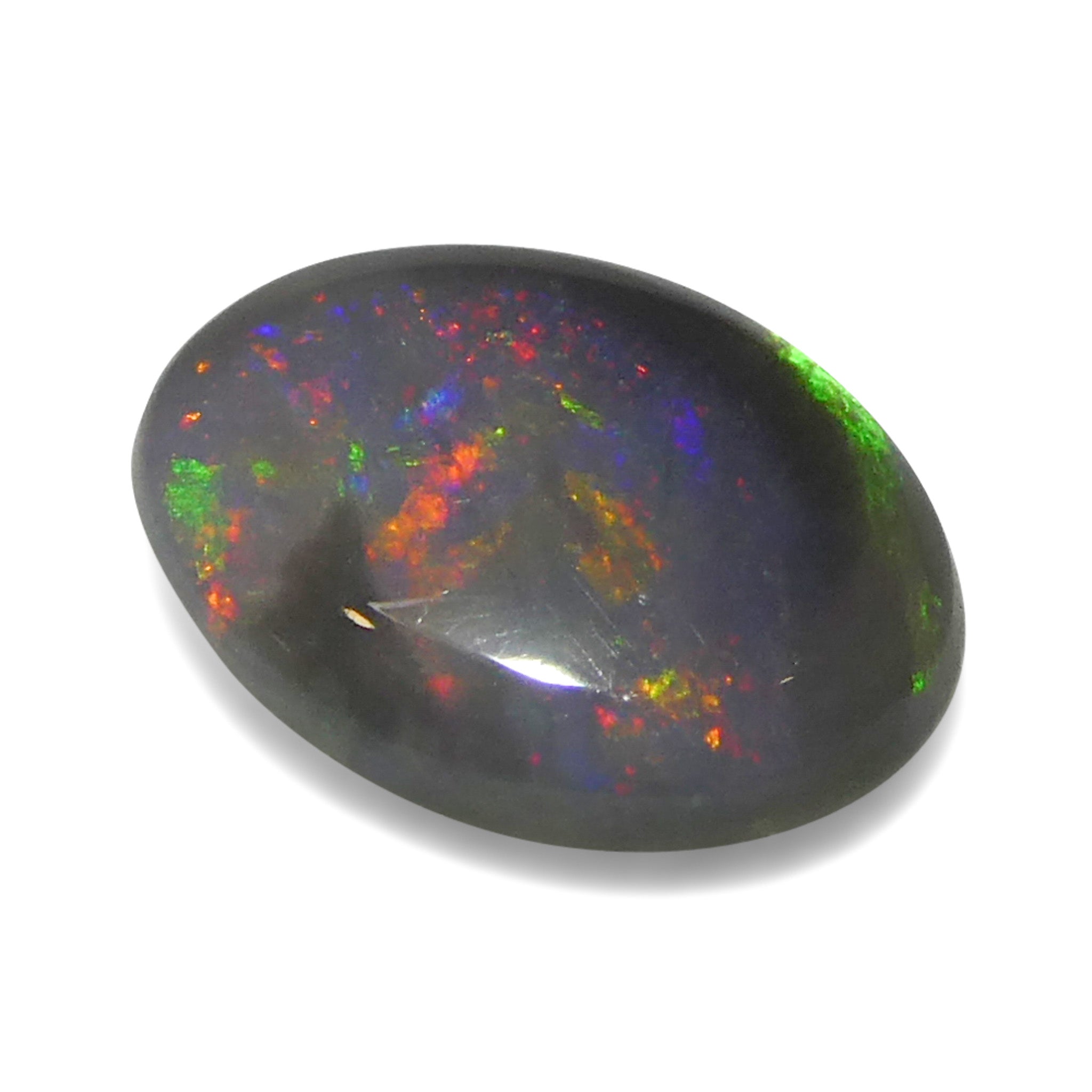 0.63ct Gray Oval Cabochon Opal with Play of Color from Australia, premium gemstone by SkyJems Canadian gem specialists