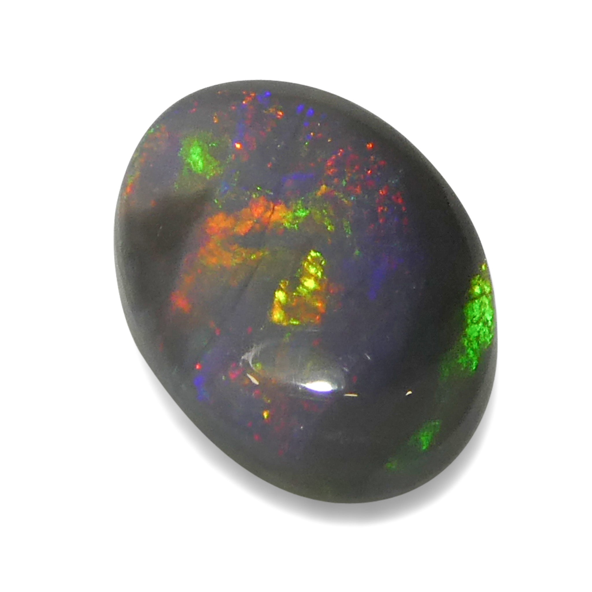 0.63ct Gray Oval Cabochon Opal with Play of Color from Australia, premium gemstone by SkyJems Canadian gem experts