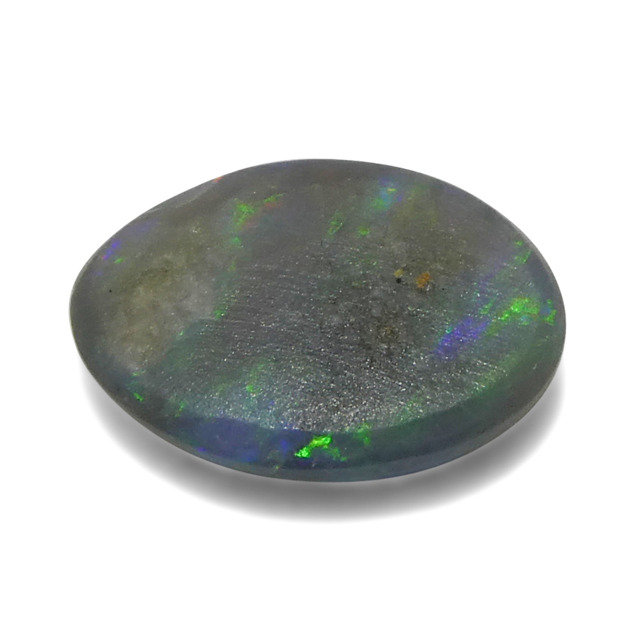 0.63ct Gray Oval Cabochon Opal with Play of Color from Australia, premium gemstone by SkyJems Canadian gem specialists