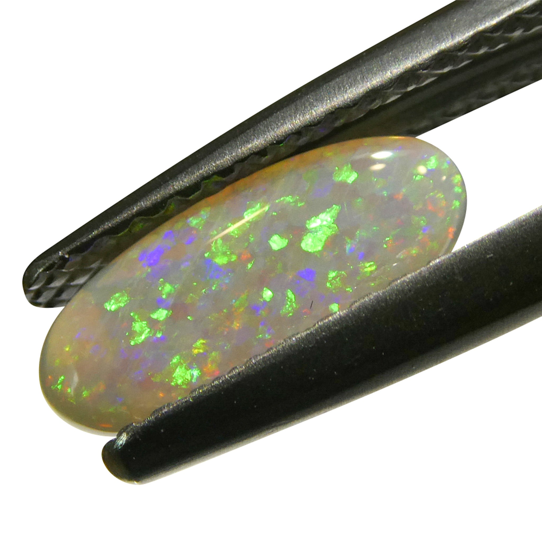 0.62ct White Opal Cabochon with Play of Color from Australia, premium gemstone by SkyJems Canadian gem specialists