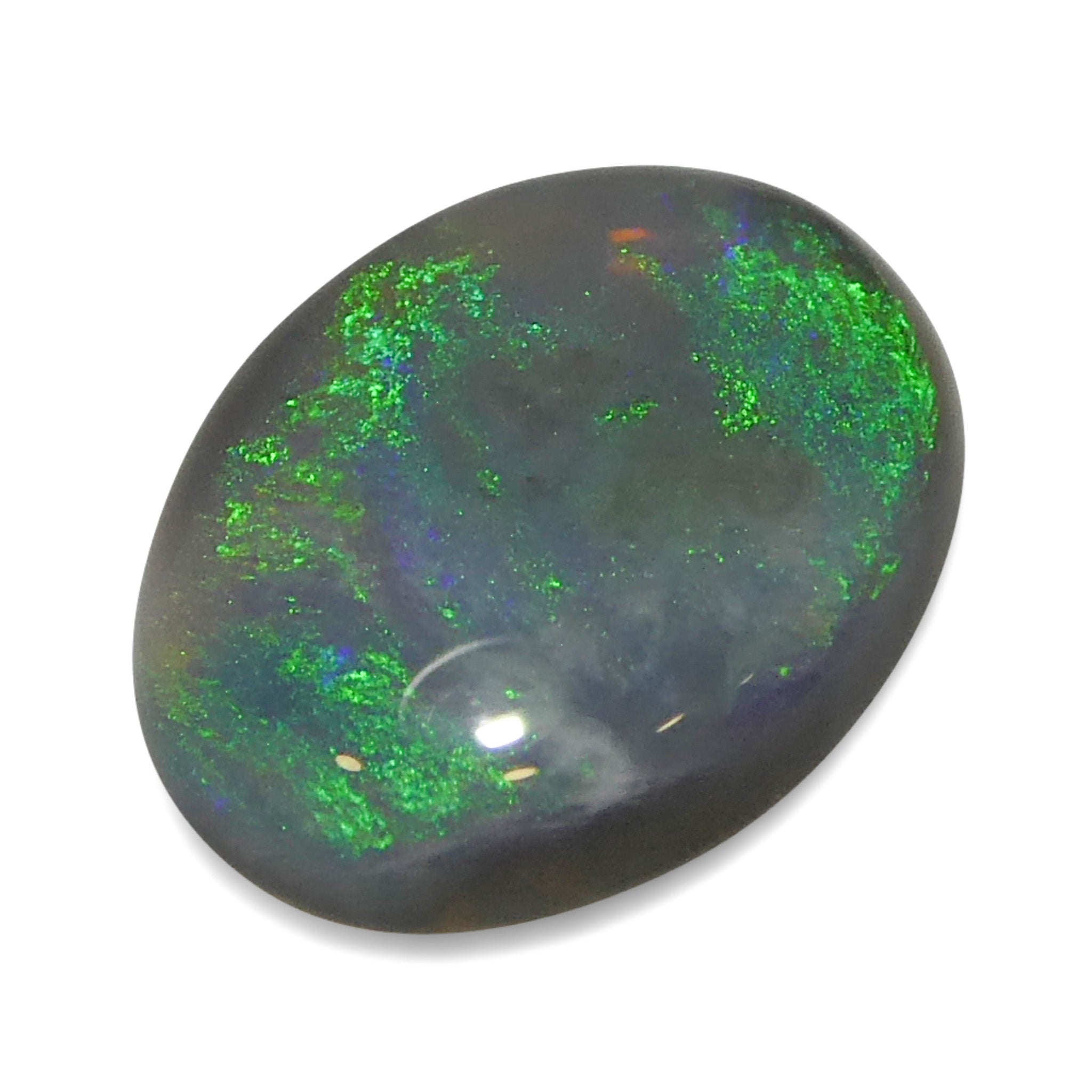 0.58ct Gray Oval Cabochon Opal from Australia with Play of Color, premium gemstone by SkyJems Canadian gem experts