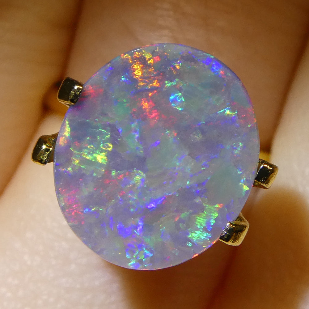 2.8ct Grey Australian Opal Cabochon from SkyJems - Rare Oval Gemstone with Vibrant Play of Colour