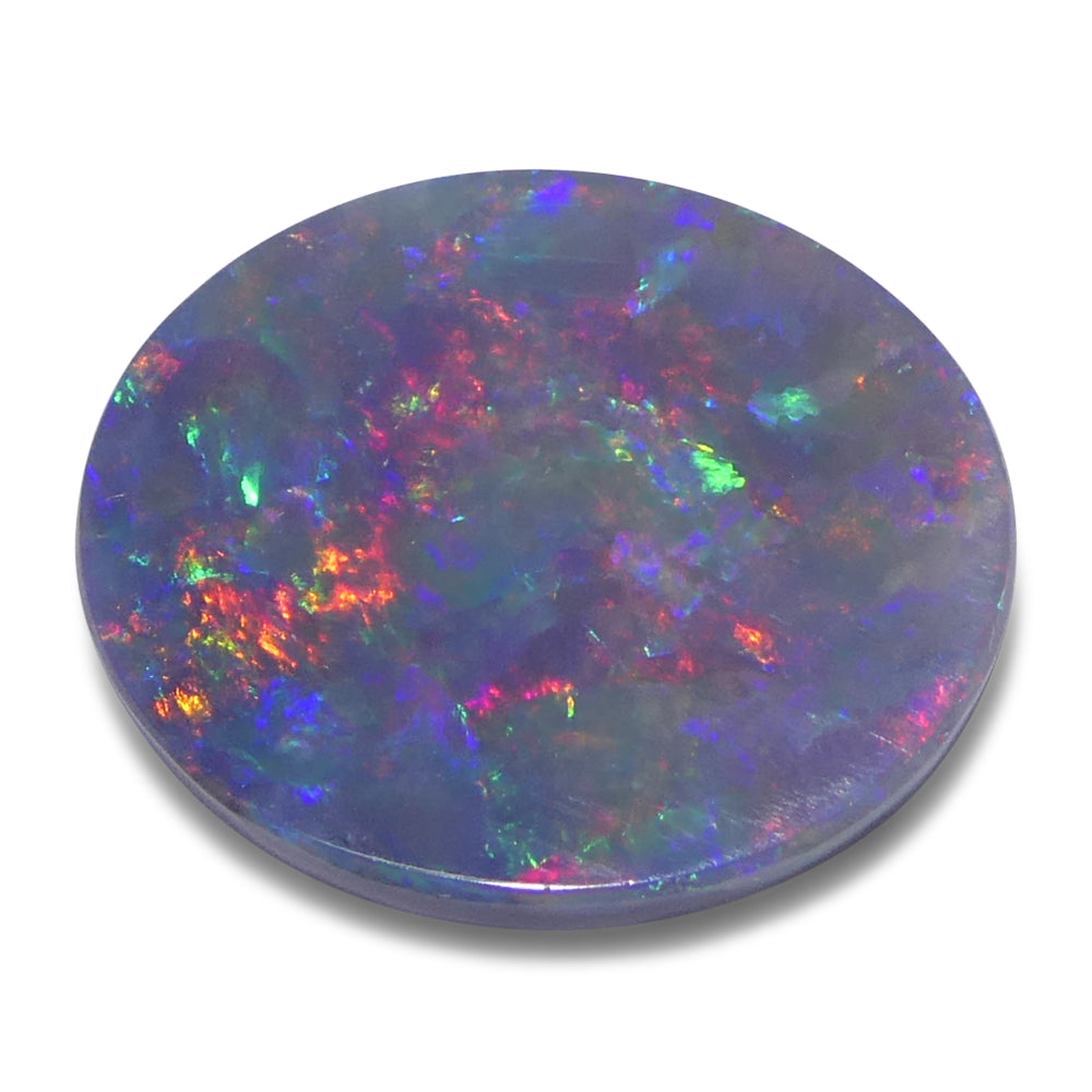 Opal 2.8 cts 13.75 x 11.81 x 2.21 mm Oval Cabochon Grey with Play of Colour $1000