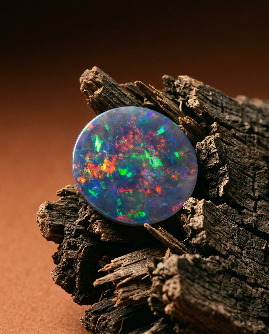 2.8ct Grey Australian Opal Cabochon with Play of Colour from SkyJems premium gemstone collection