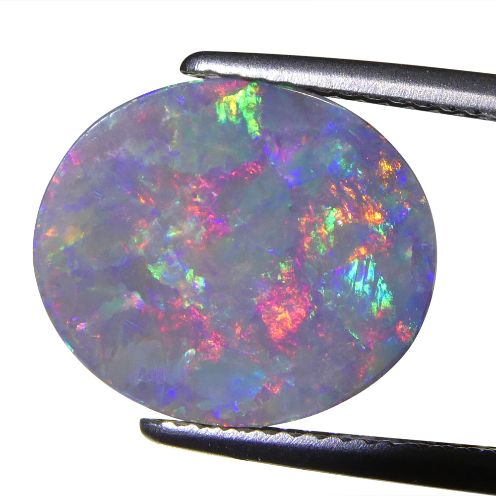 2.8ct Grey Australian Opal Cabochon with Play of Colour from SkyJems Rare Gemstones Collection
