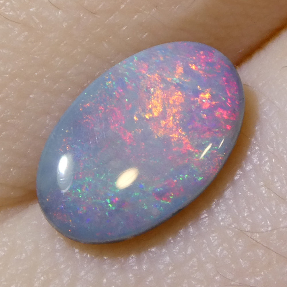 1.66ct Grey Australian Opal Cabochon with Play of Colour by SkyJems, premium oval gemstone from Down Under