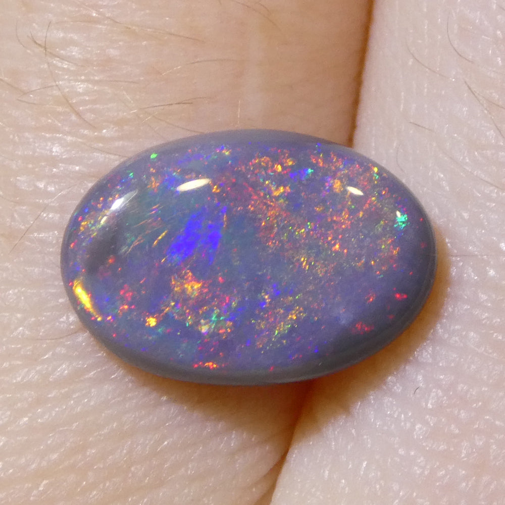 2.21ct Grey Australian Opal Cabochon with Play of Colour, premium gemstone from SkyJems' curated collection