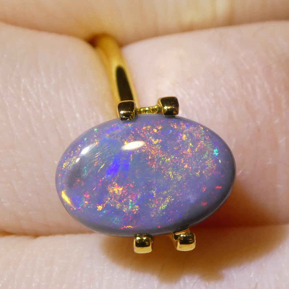 2.21ct Grey Australian Opal Cabochon with Play of Colour by SkyJems, premium oval gemstone from classic Canadian gem collecti