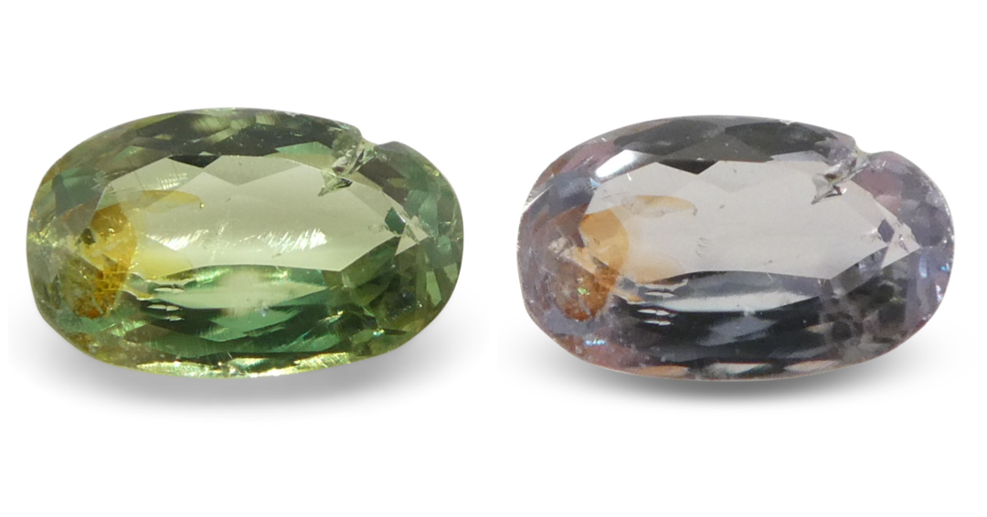 0.25ct Oval Yellowish Green to Greyish Purple Alexandrite from Brazil, Unheated - Skyjems Wholesale Gemstones
