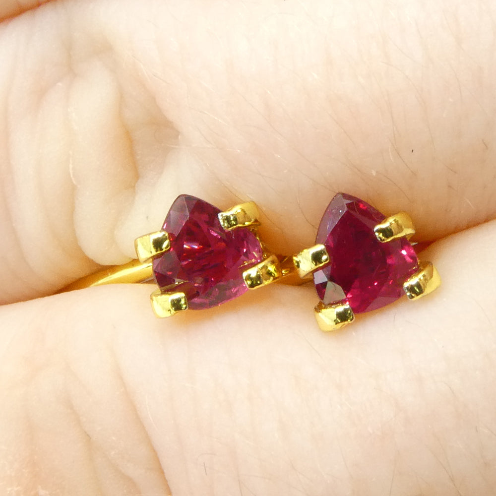 1.33ct Pear Purplish Red Ruby Pair from Thailand, premium matched gemstones by SkyJems Canadian gem specialists