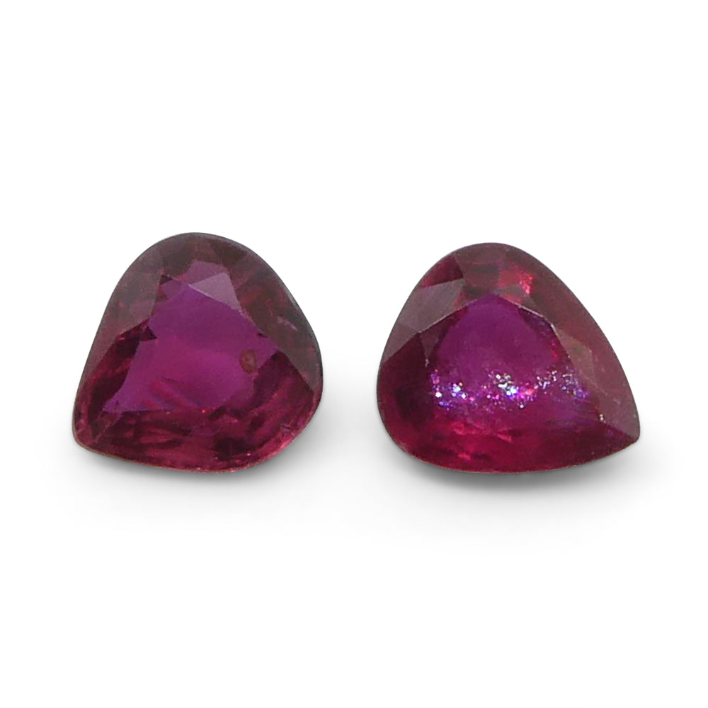 SkyJems 1.33ct Thai Pear-Cut Purplish Red Ruby Pair, Heated Matching Gemstones for Fine Jewelry