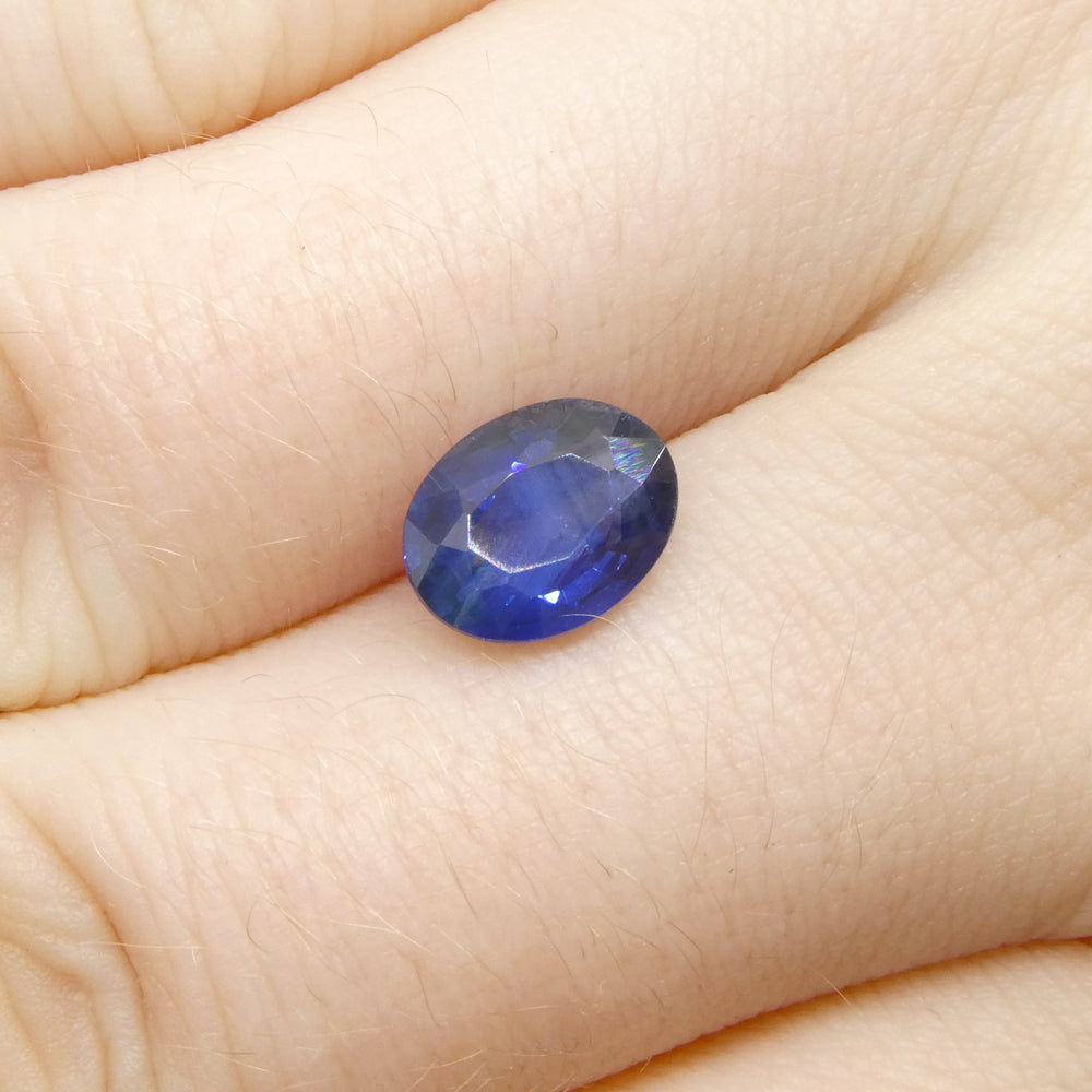 2-carat oval blue sapphire from Thailand, premium heated gemstone by SkyJems, classic step-cut blue corundum