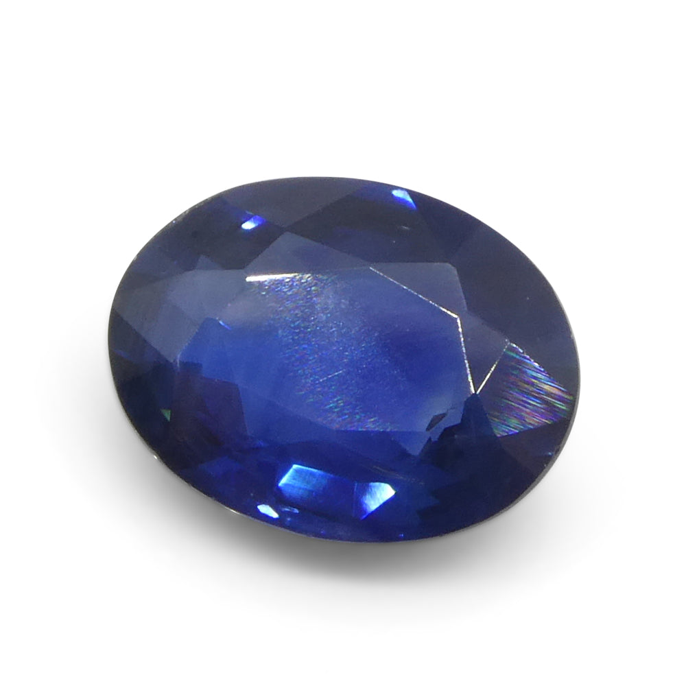 SkyJems 2ct Oval Blue Sapphire from Thailand, deep blue corundum gemstone with step cut and heated treatment